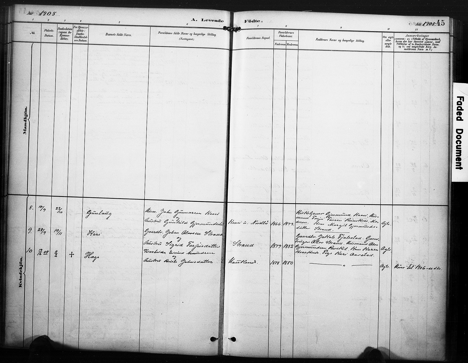 Kviteseid kirkebøker, SAKO/A-276/F/Fc/L0002: Parish register (official) no. III 2, 1882-1908, p. 45