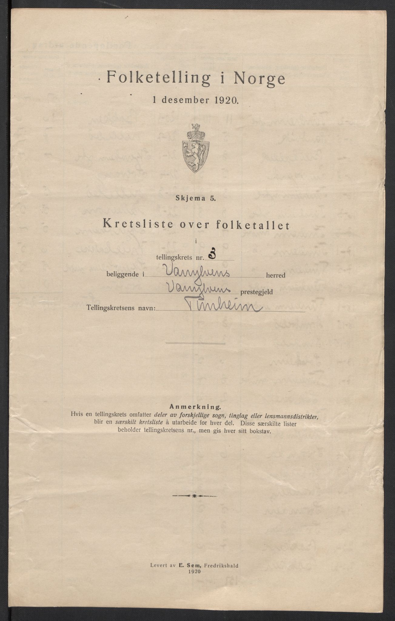 SAT, 1920 census for Vanylven, 1920, p. 11