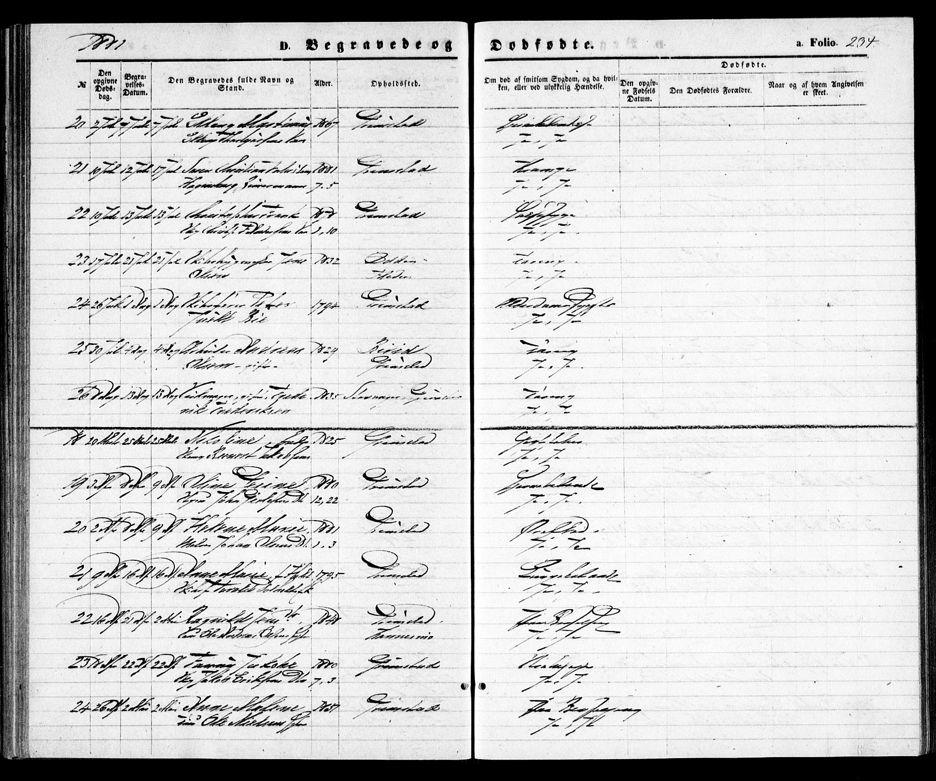 Grimstad sokneprestkontor, AV/SAK-1111-0017/F/Fa/L0002: Parish register (official) no. A 1, 1869-1881, p. 234