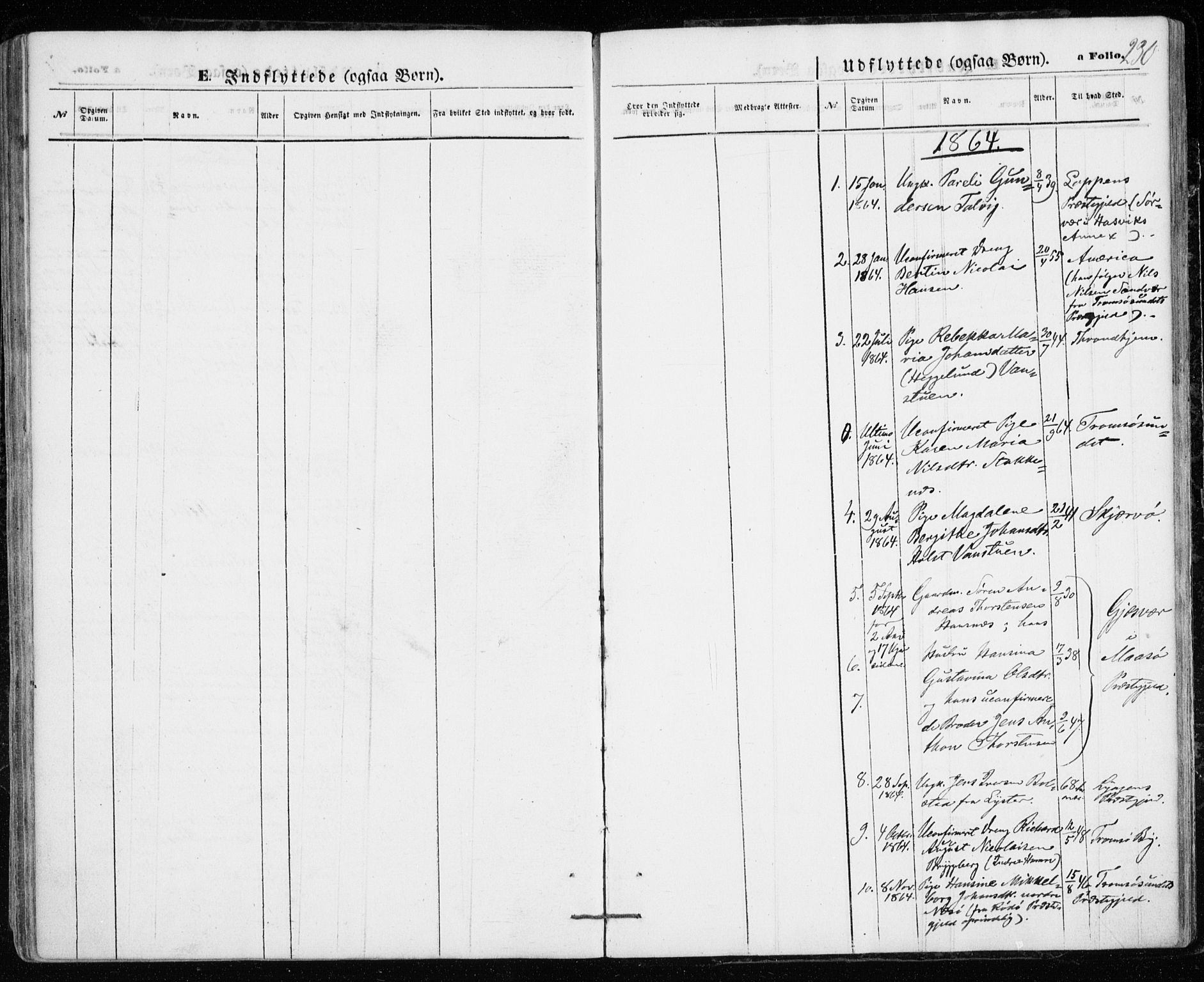 Karlsøy sokneprestembete, AV/SATØ-S-1299/H/Ha/Haa/L0004kirke: Parish register (official) no. 4, 1861-1871, p. 230