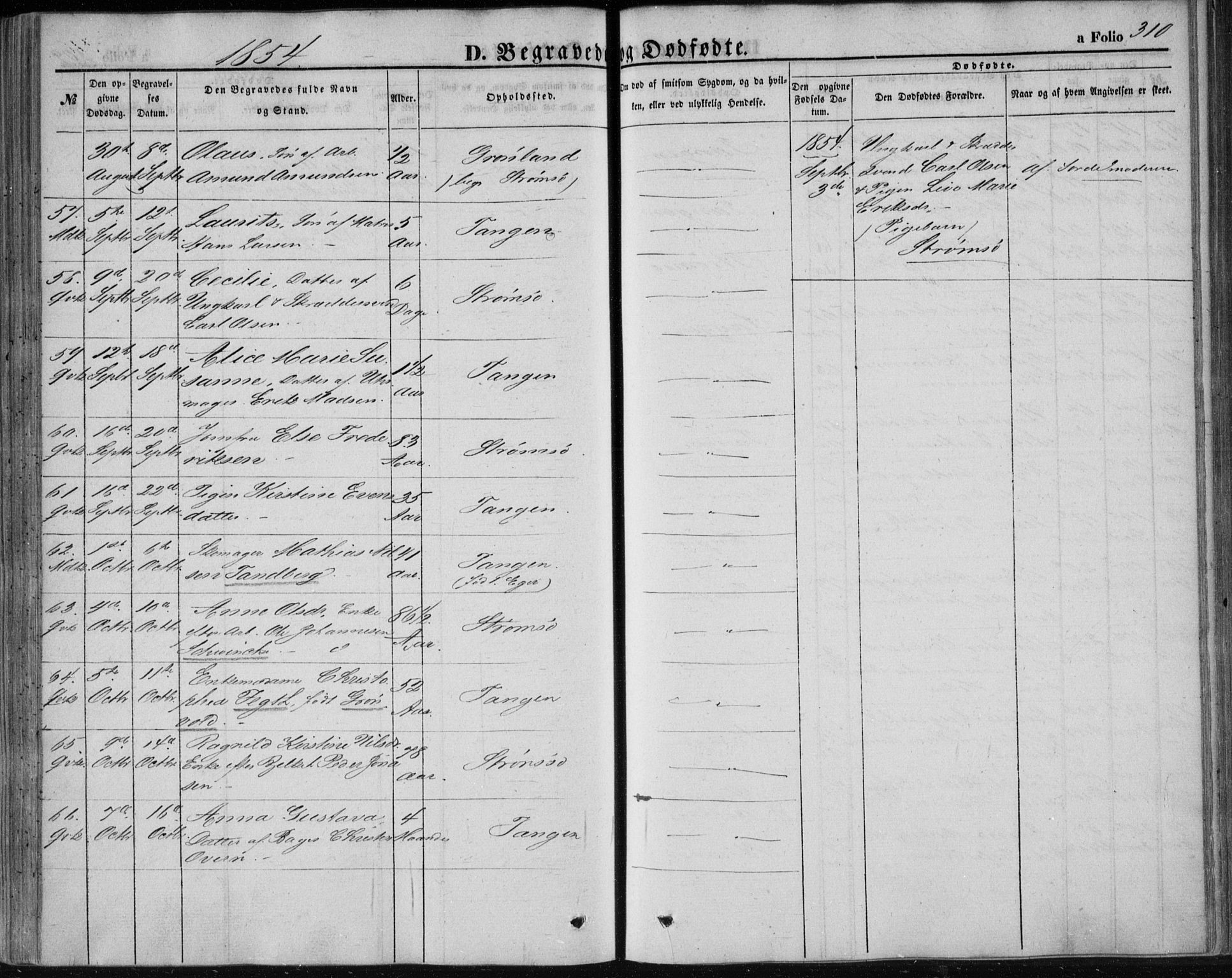 Strømsø kirkebøker, SAKO/A-246/F/Fa/L0014: Parish register (official) no. I 14, 1848-1858, p. 310