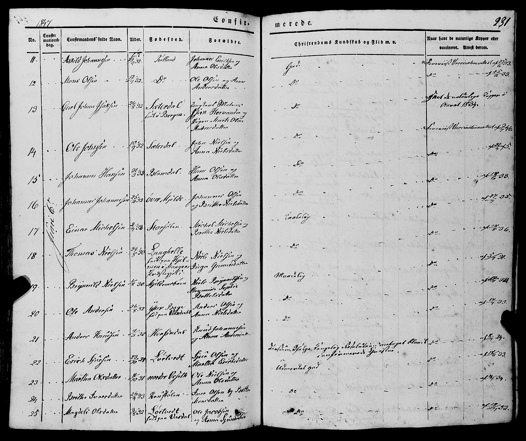 Haus sokneprestembete, AV/SAB-A-75601/H/Haa: Parish register (official) no. A 15, 1838-1847, p. 231