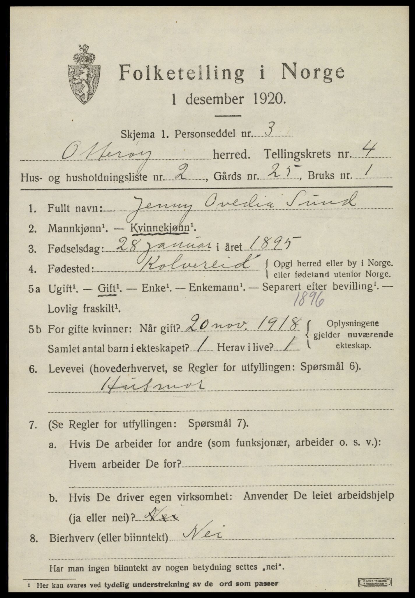 SAT, 1920 census for Otterøy, 1920, p. 1777