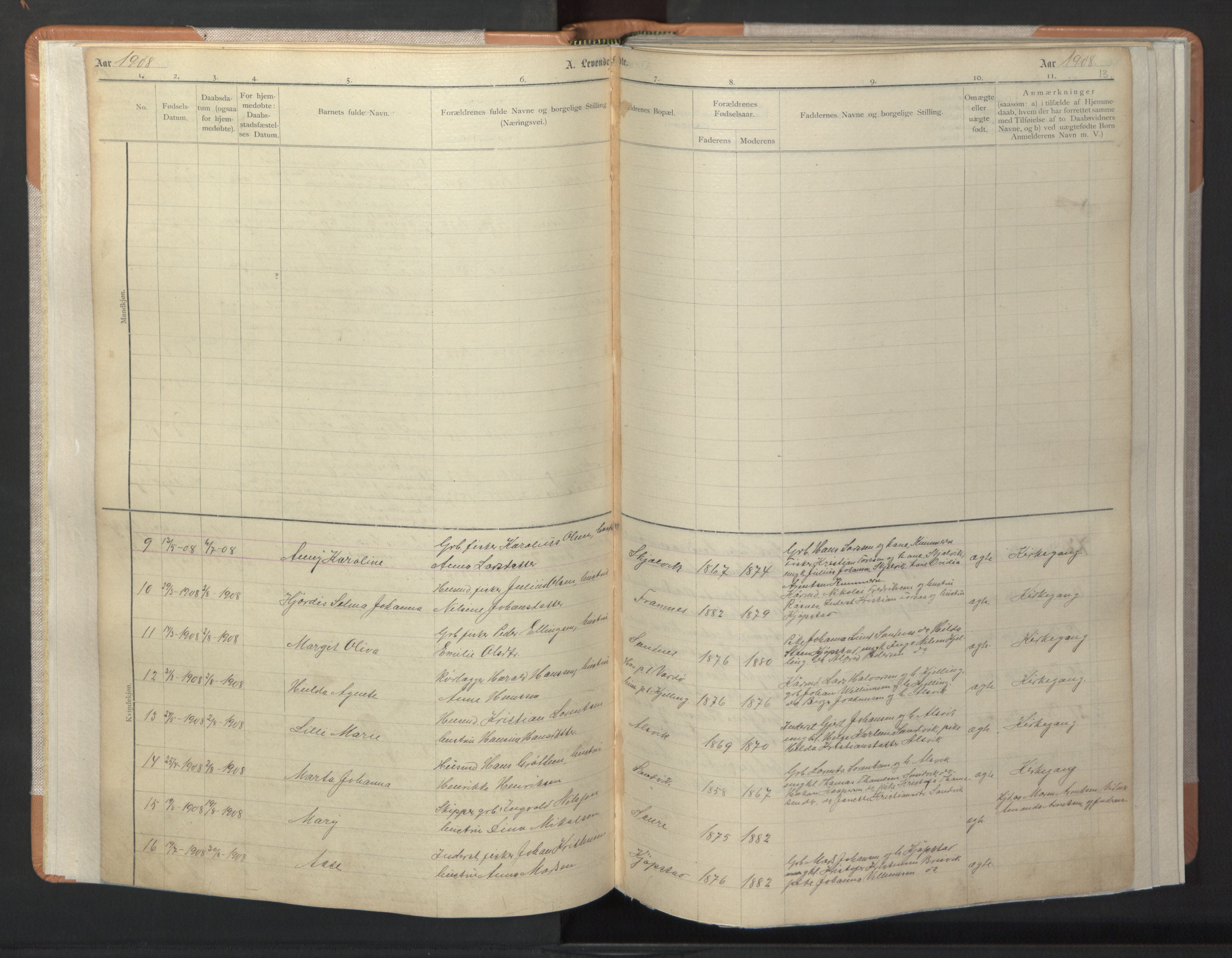 Ministerialprotokoller, klokkerbøker og fødselsregistre - Nordland, AV/SAT-A-1459/806/L0117: Parish register (copy) no. 806C01, 1905-1957, p. 13