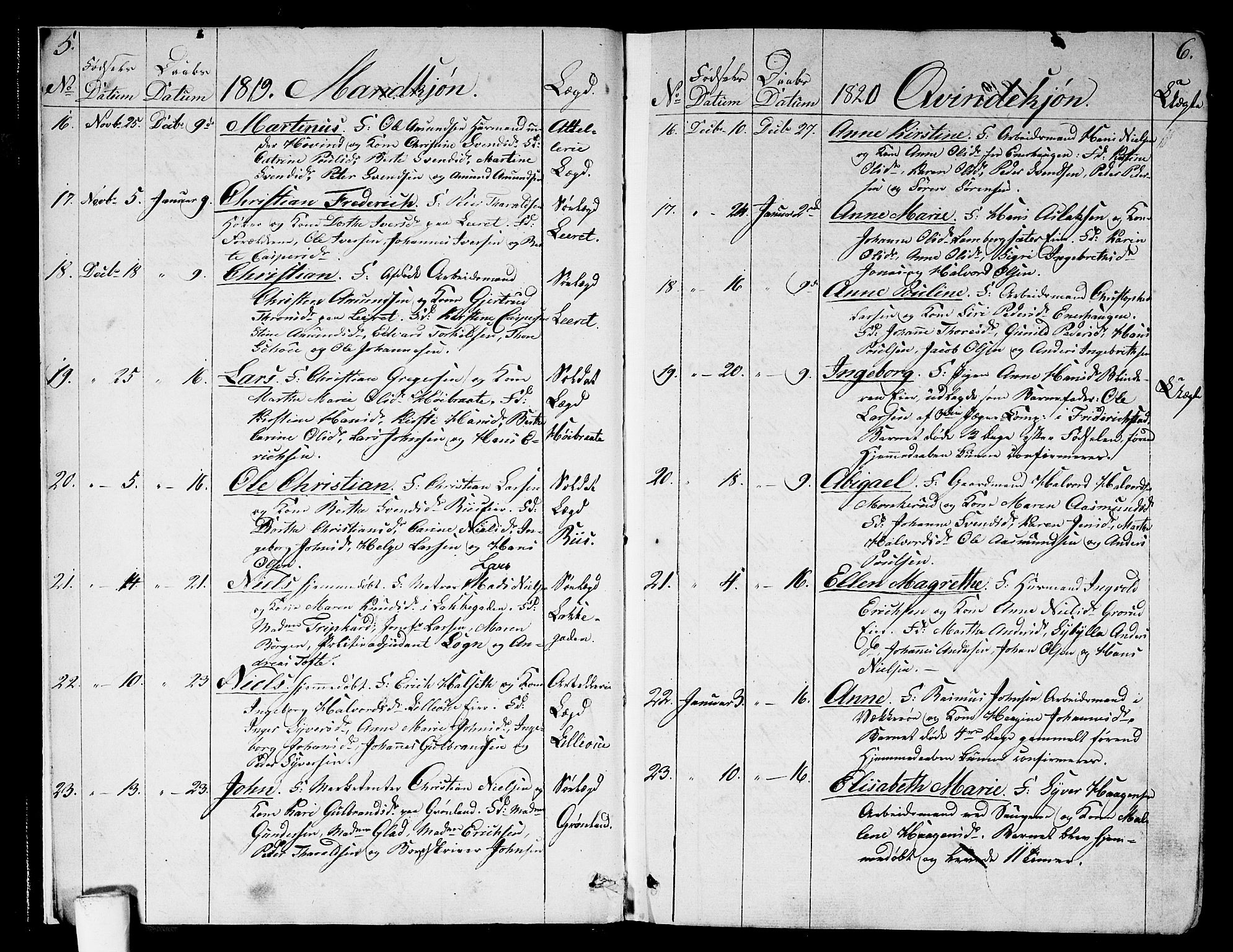 Aker prestekontor kirkebøker, SAO/A-10861/G/L0004: Parish register (copy) no. 4, 1819-1829, p. 5-6