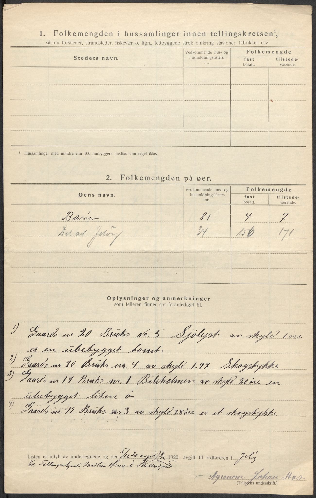 SAO, 1920 census for Moss land district, 1920, p. 20