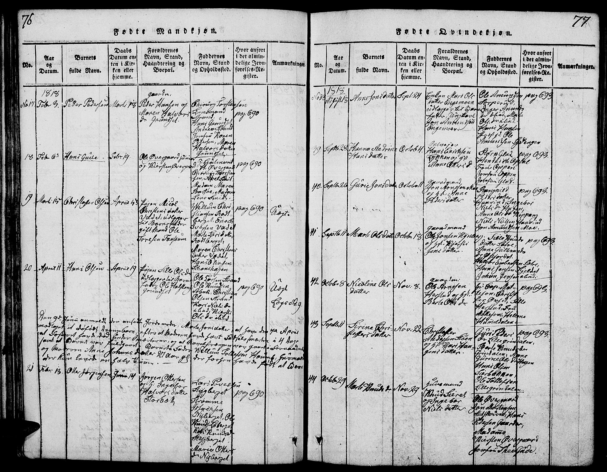 Elverum prestekontor, AV/SAH-PREST-044/H/Ha/Hab/L0001: Parish register (copy) no. 1, 1815-1829, p. 76-77