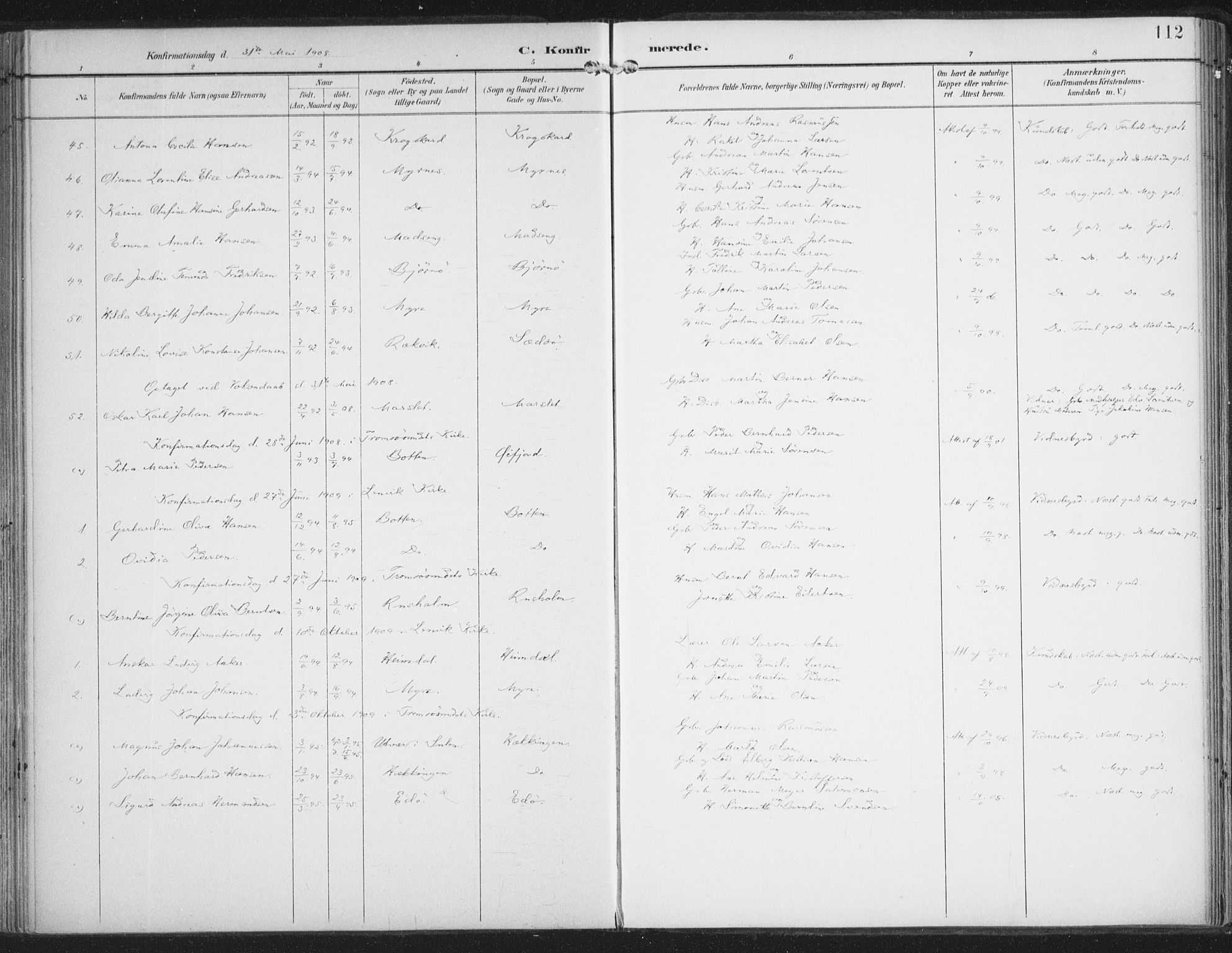 Lenvik sokneprestembete, SATØ/S-1310/H/Ha/Haa/L0015kirke: Parish register (official) no. 15, 1896-1915, p. 112