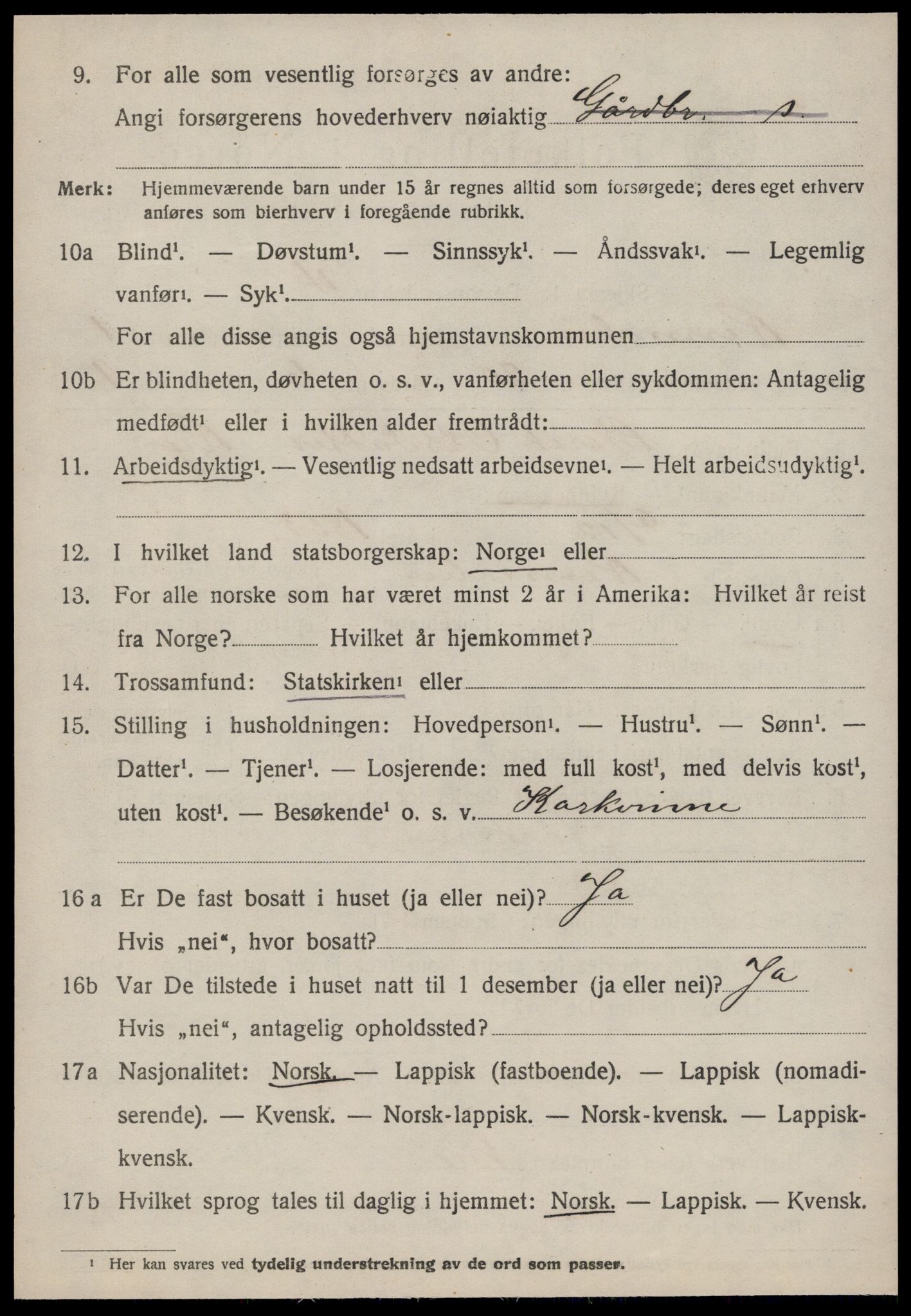 SAT, 1920 census for Rennebu, 1920, p. 1257