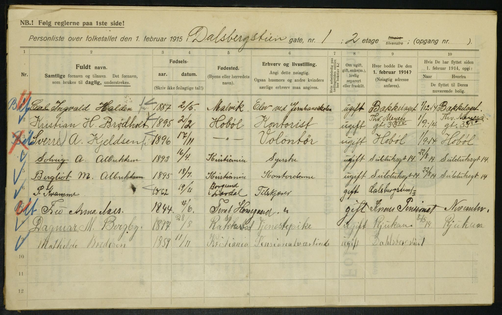 OBA, Municipal Census 1915 for Kristiania, 1915, p. 14027