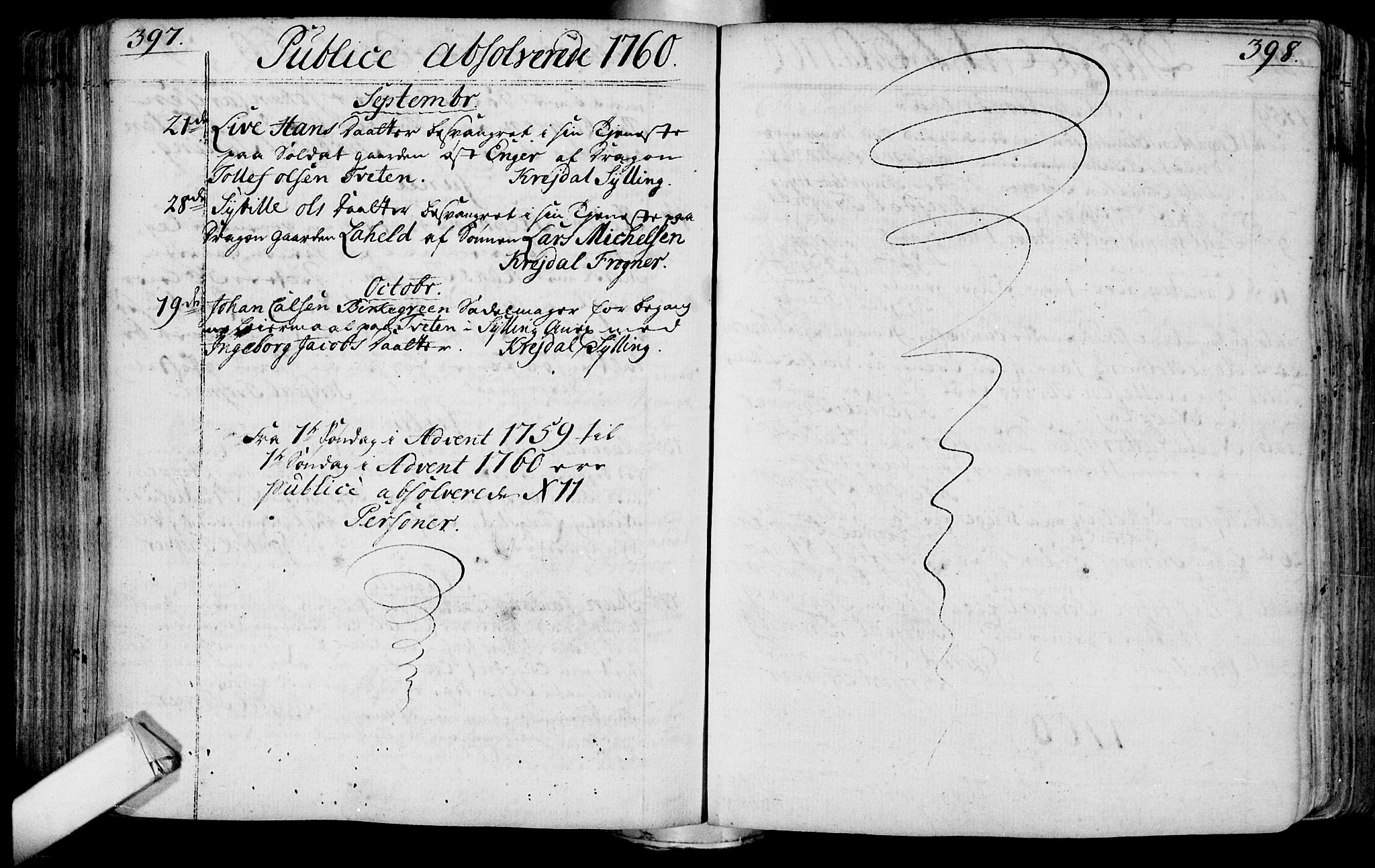 Lier kirkebøker, AV/SAKO-A-230/F/Fa/L0004: Parish register (official) no. I 4, 1749-1764, p. 397-398