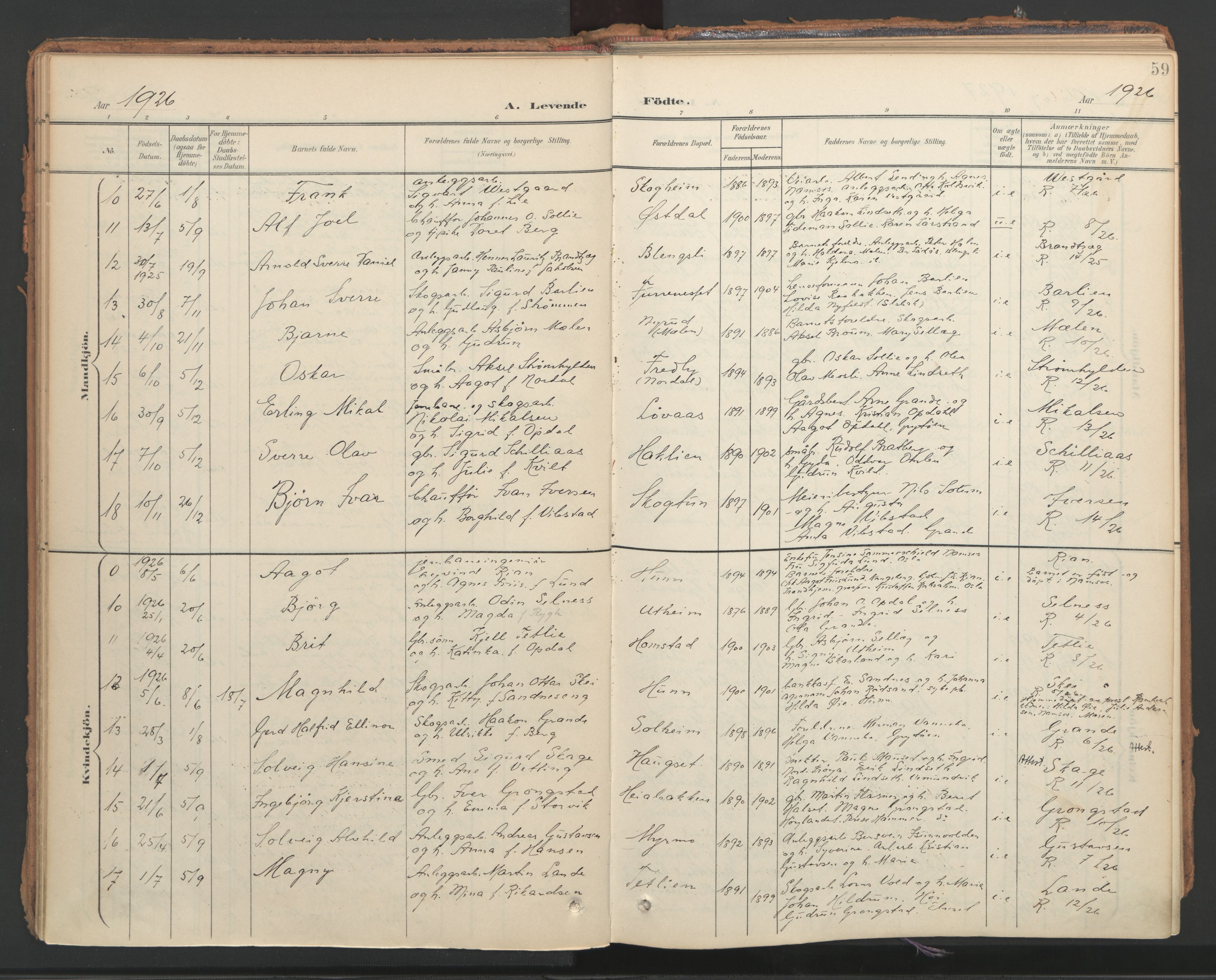 Ministerialprotokoller, klokkerbøker og fødselsregistre - Nord-Trøndelag, SAT/A-1458/766/L0564: Parish register (official) no. 767A02, 1900-1932, p. 59