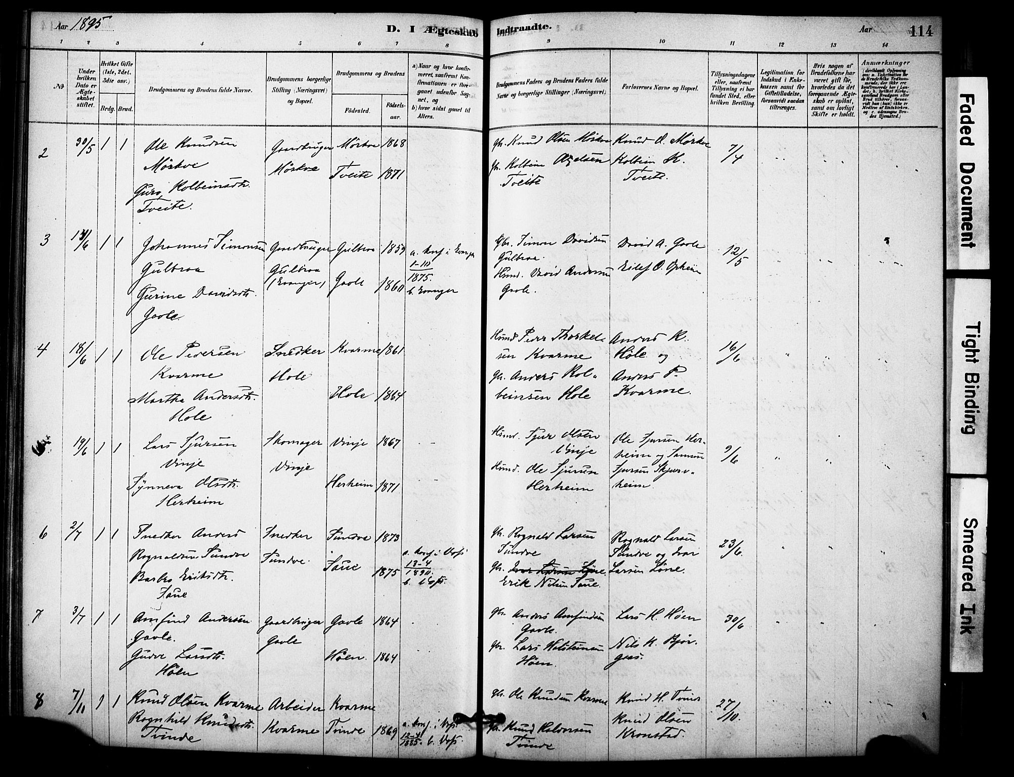 Vossestrand Sokneprestembete, AV/SAB-A-79101/H/Haa: Parish register (official) no. C 1, 1878-1903, p. 114