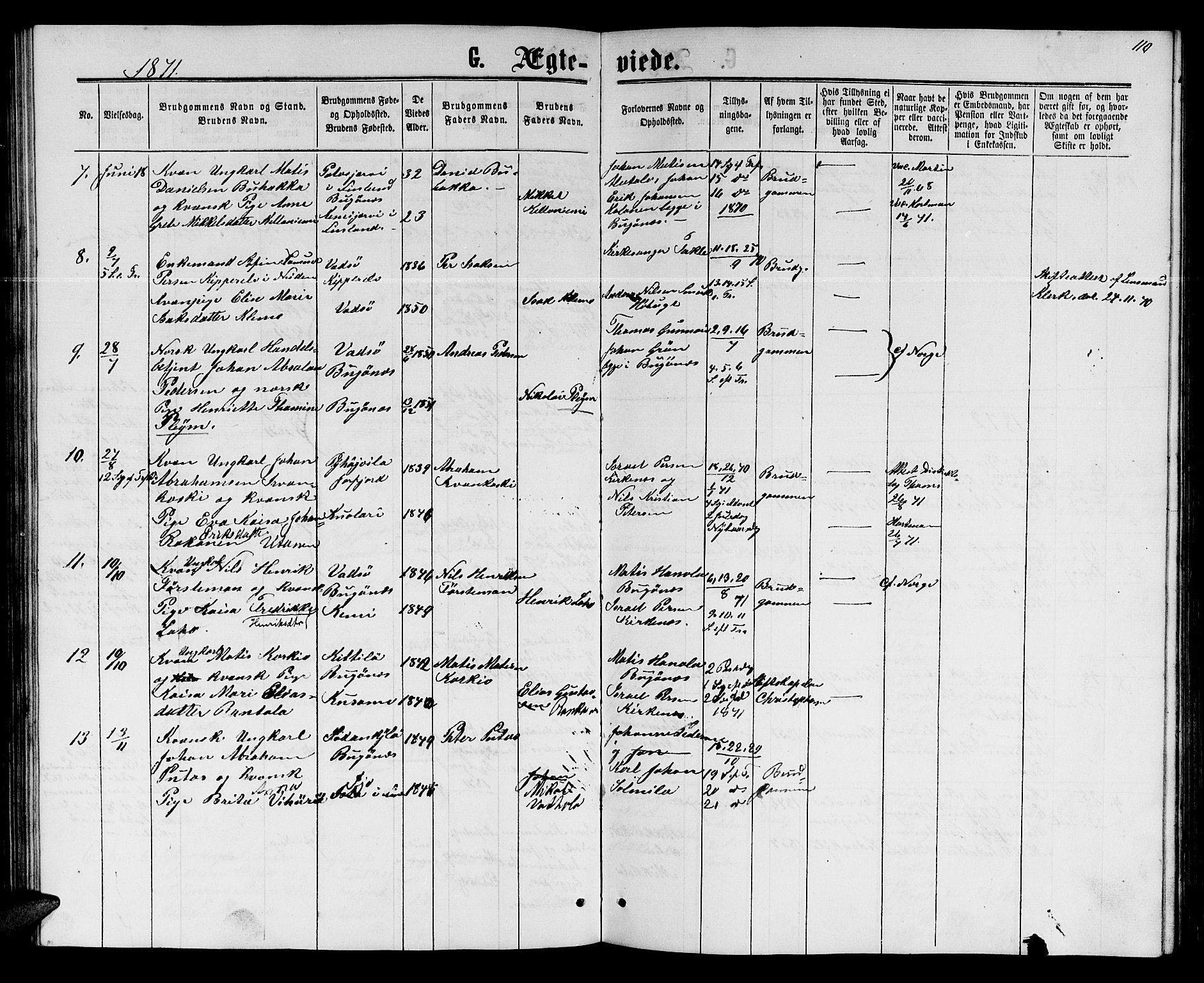 Sør-Varanger sokneprestkontor, AV/SATØ-S-1331/H/Hb/L0001klokker: Parish register (copy) no. 1, 1863-1872, p. 110