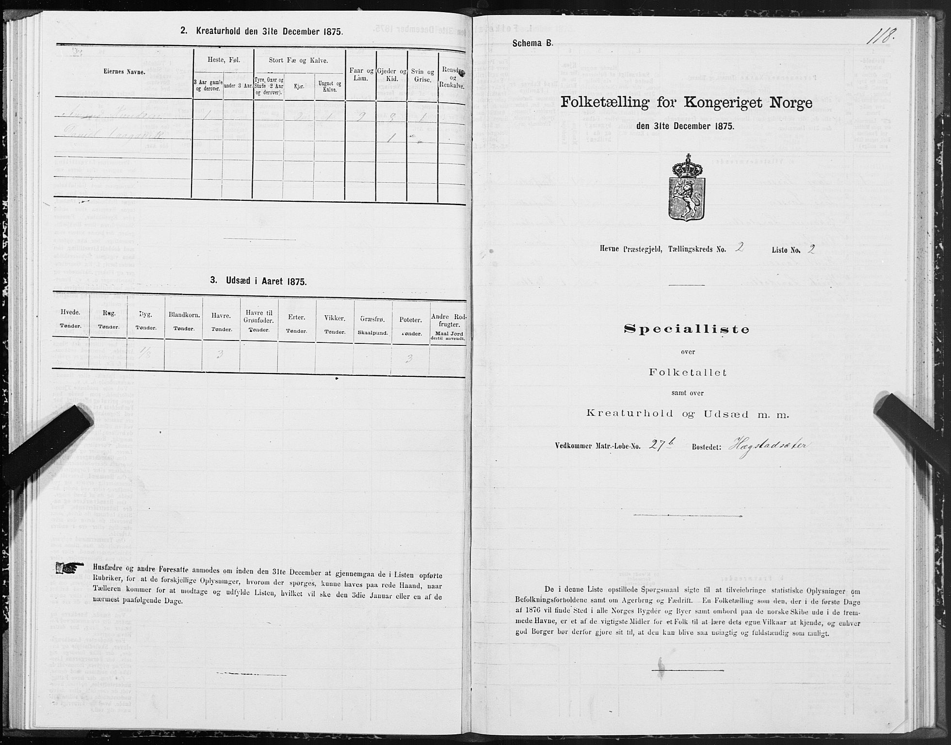 SAT, 1875 census for 1612P Hemne, 1875, p. 1118