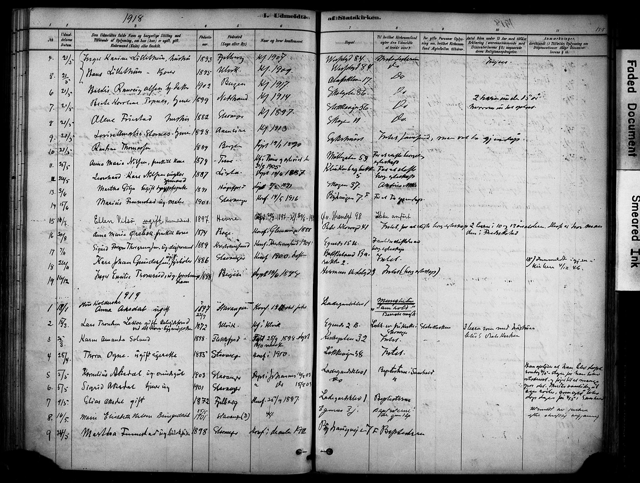 Domkirken sokneprestkontor, SAST/A-101812/001/30/30BA/L0025: Parish register (official) no. A 24, 1877-1927, p. 158
