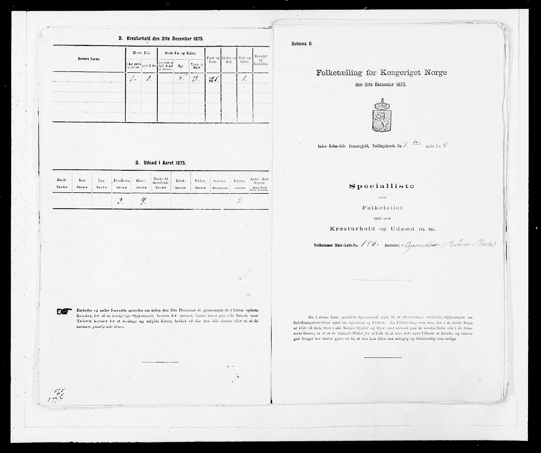 SAB, 1875 census for 1430P Indre Holmedal, 1875, p. 300