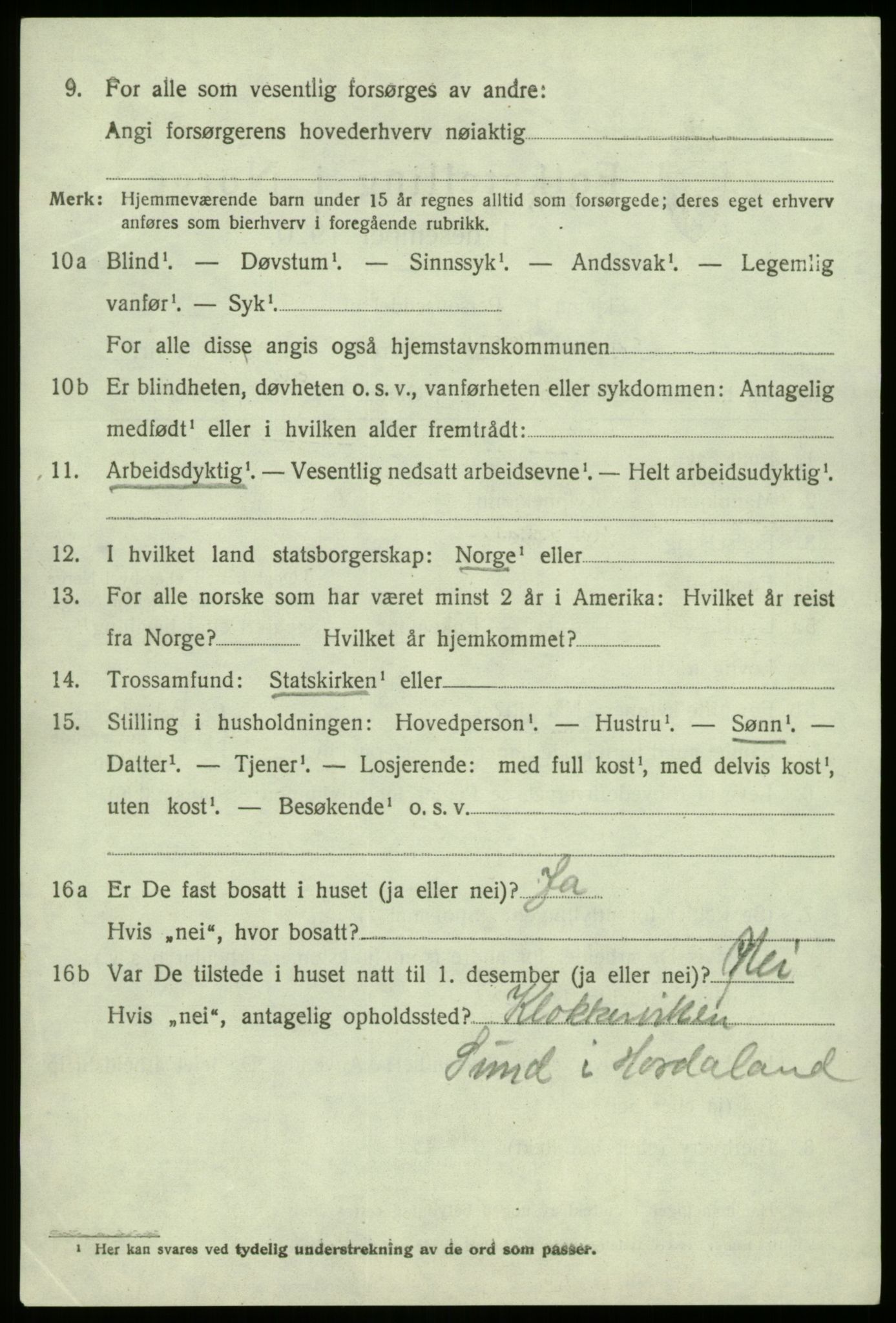 SAB, 1920 census for Lavik, 1920, p. 397