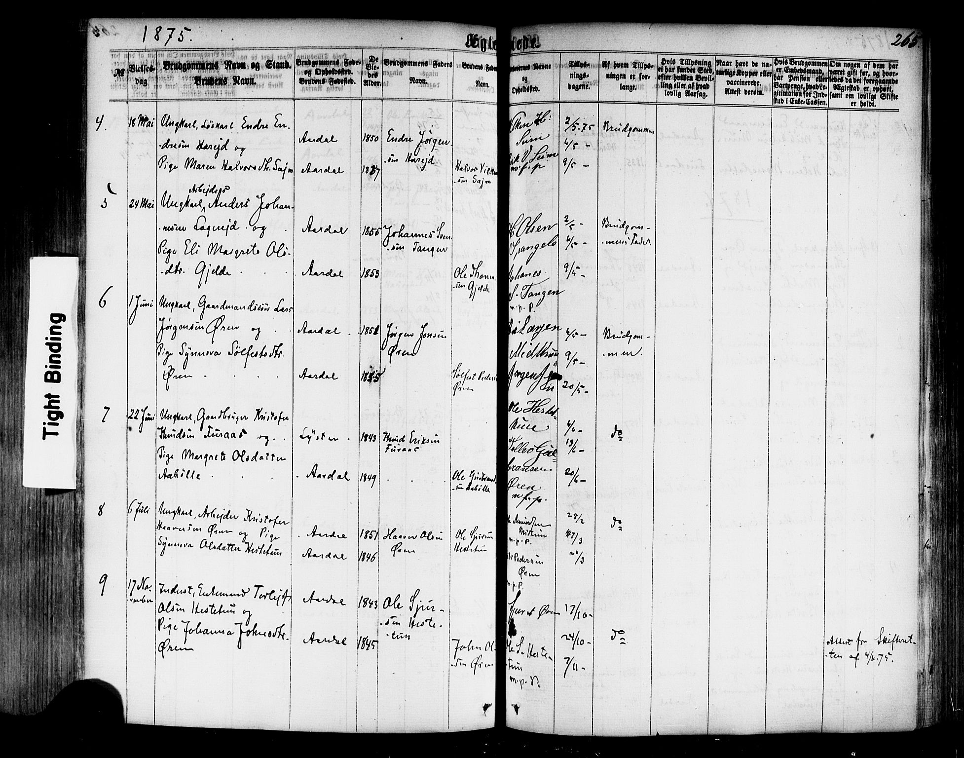 Årdal sokneprestembete, SAB/A-81701: Parish register (official) no. A 3, 1863-1886, p. 265