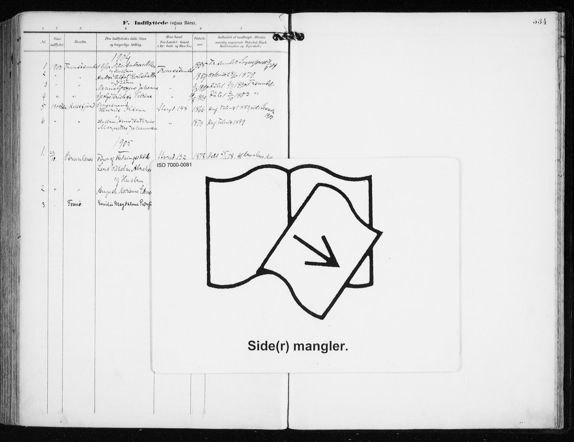 Tromsø sokneprestkontor/stiftsprosti/domprosti, AV/SATØ-S-1343/G/Ga/L0016kirke: Parish register (official) no. 16, 1899-1906, p. 534