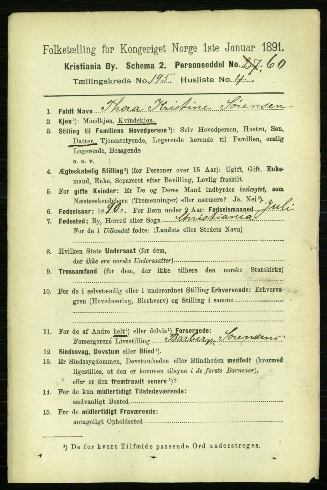 RA, 1891 census for 0301 Kristiania, 1891, p. 117581