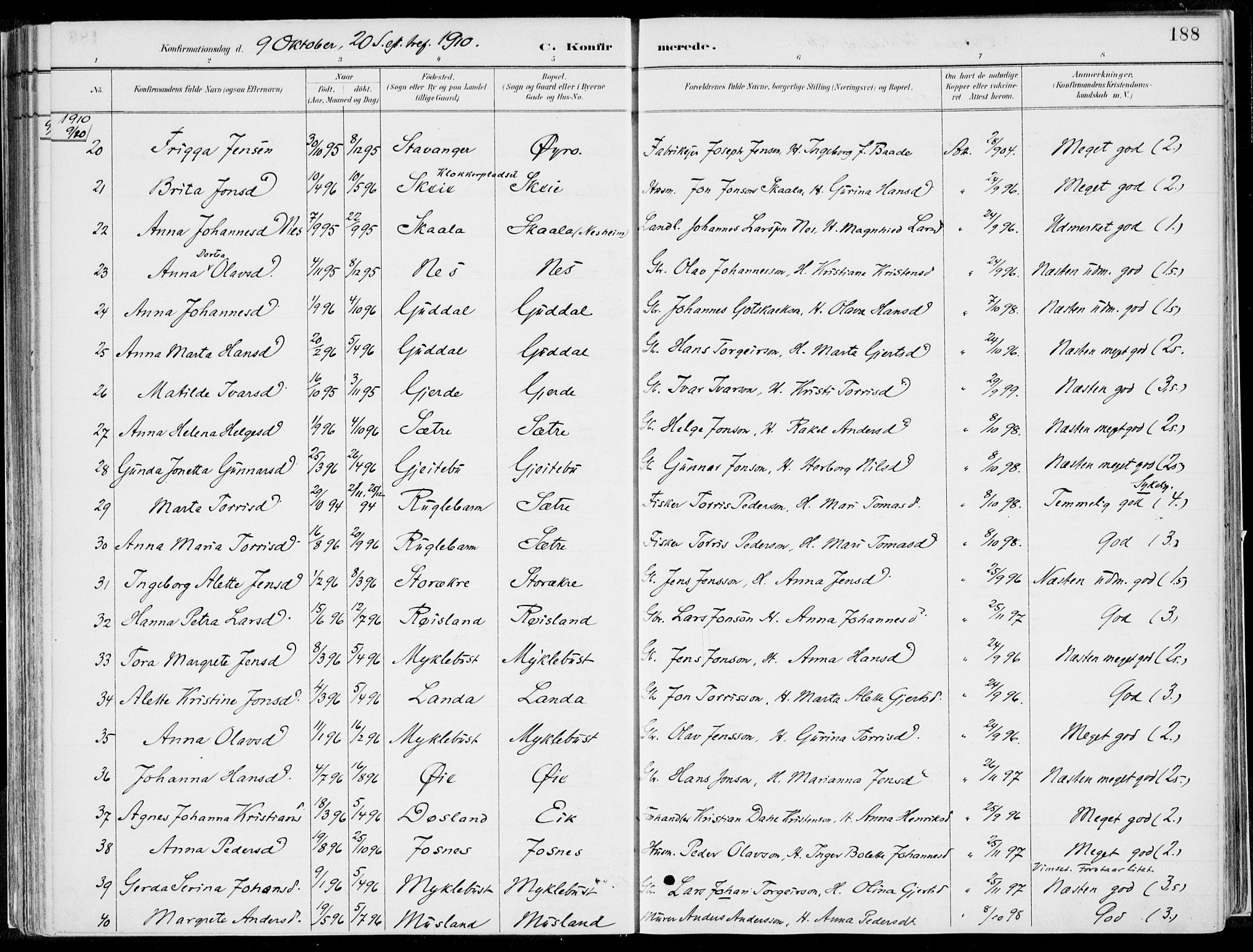 Kvinnherad sokneprestembete, SAB/A-76401/H/Haa: Parish register (official) no. B  1, 1887-1921, p. 188