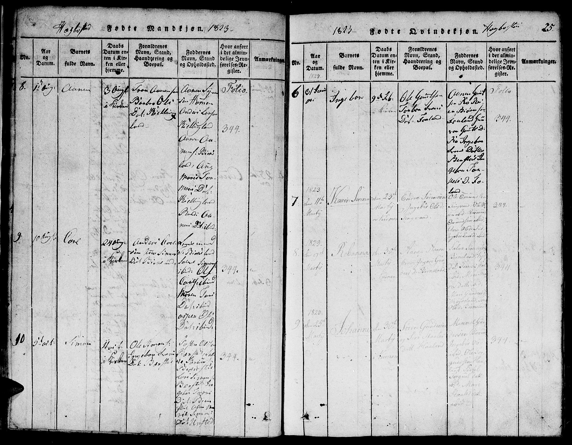 Hægebostad sokneprestkontor, AV/SAK-1111-0024/F/Fa/Faa/L0002: Parish register (official) no. A 2 /1, 1816-1825, p. 25