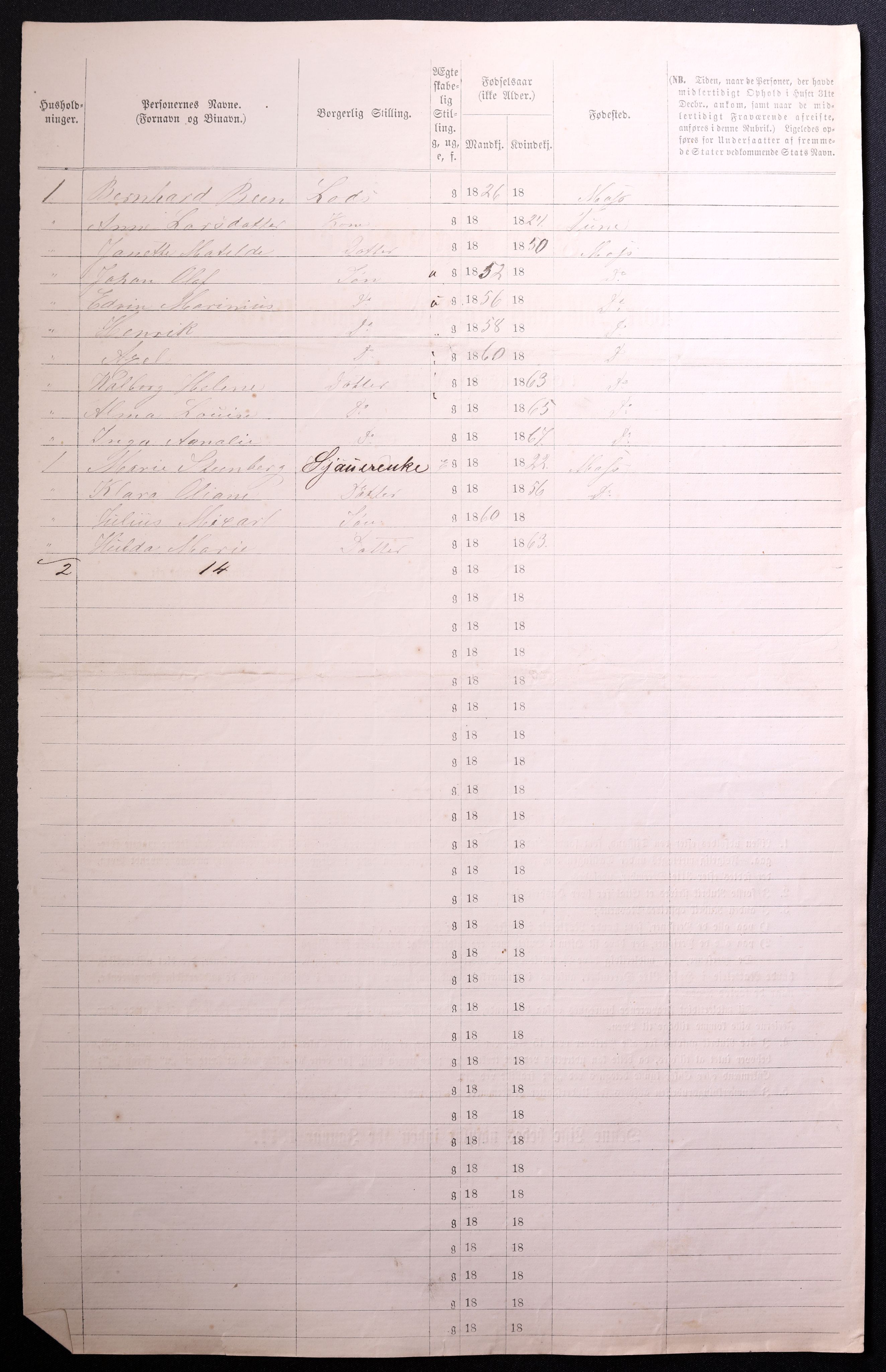 RA, 1870 census for 0104 Moss, 1870, p. 578