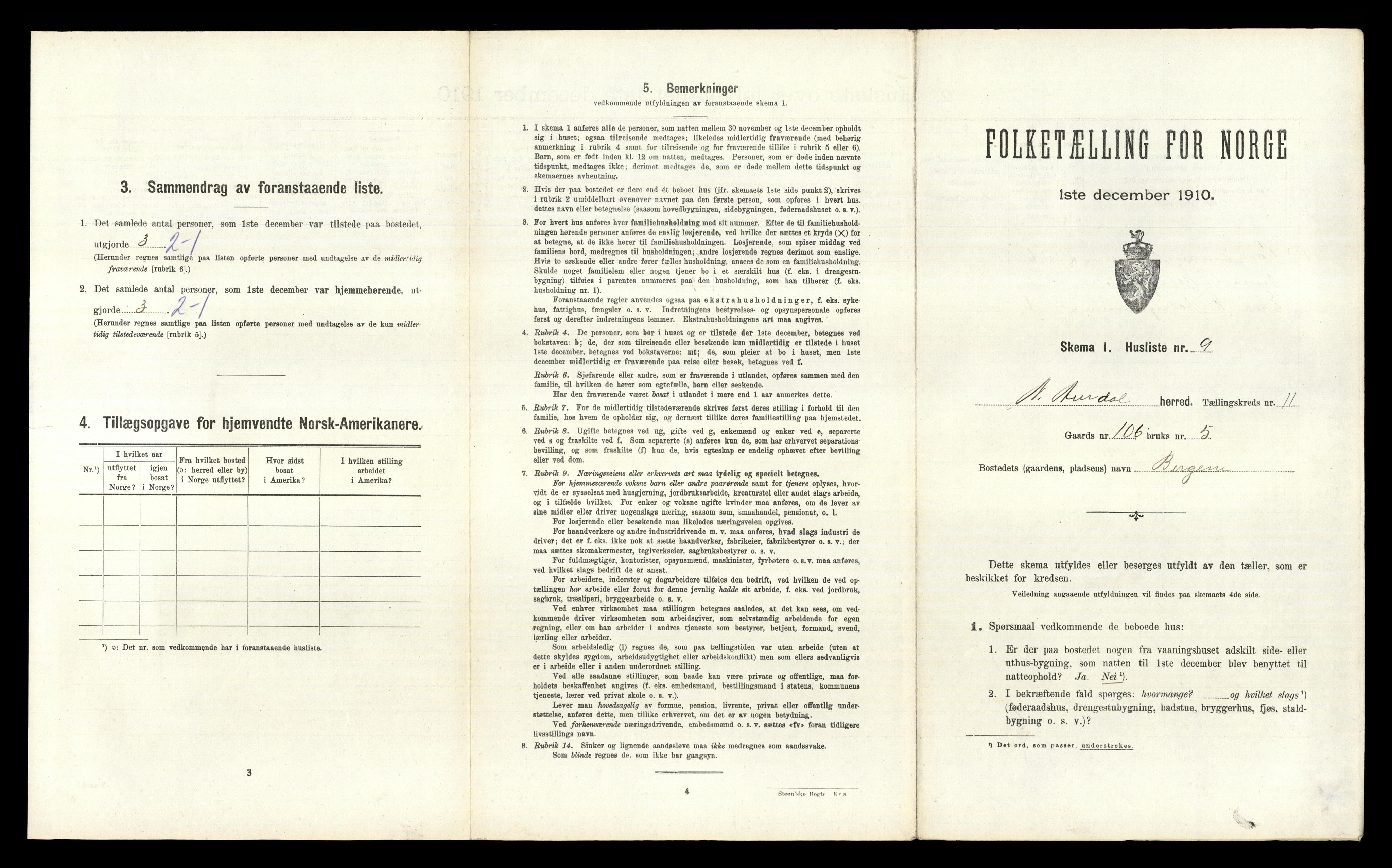 RA, 1910 census for Nord-Aurdal, 1910, p. 1605