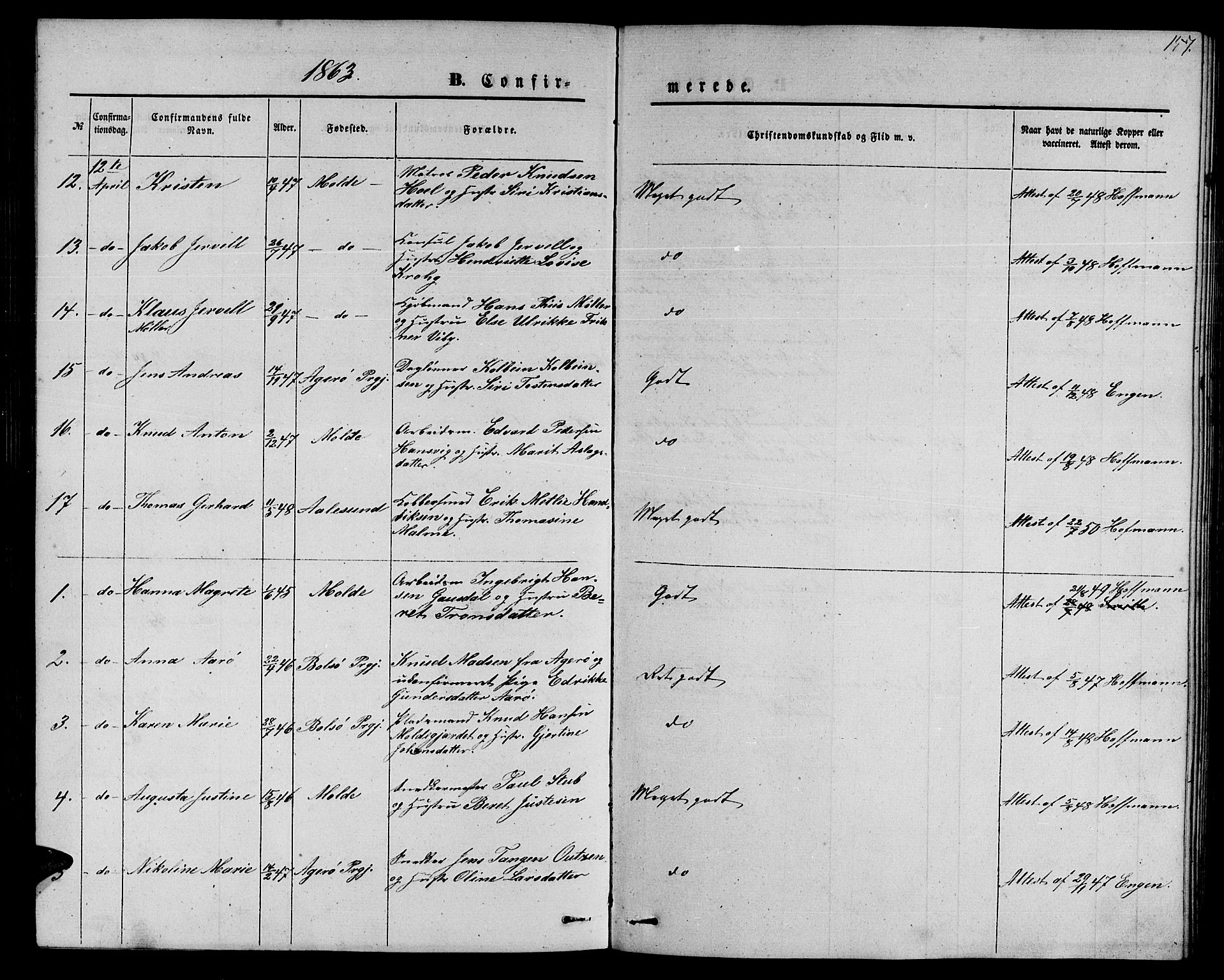 Ministerialprotokoller, klokkerbøker og fødselsregistre - Møre og Romsdal, AV/SAT-A-1454/558/L0701: Parish register (copy) no. 558C02, 1862-1879, p. 157