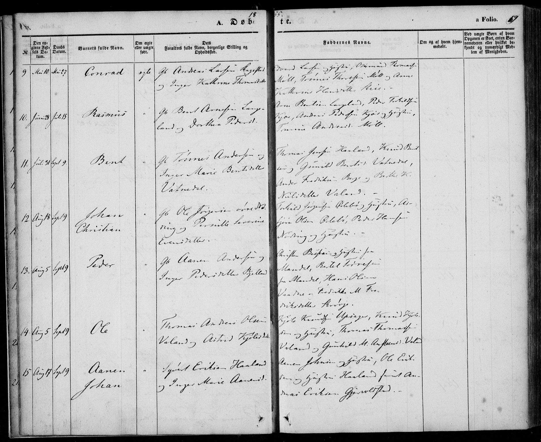 Holum sokneprestkontor, AV/SAK-1111-0022/F/Fa/Faa/L0005: Parish register (official) no. A 5, 1850-1864, p. 19