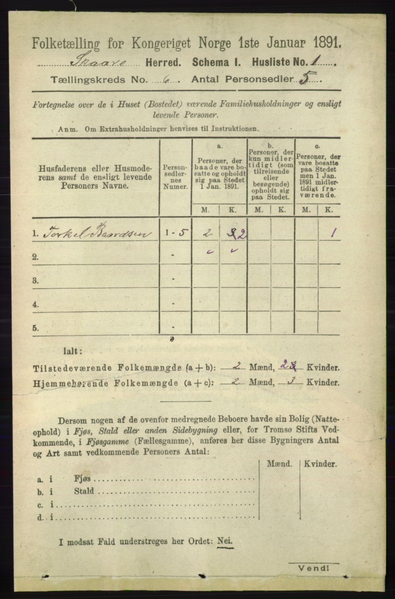 RA, 1891 census for 1153 Skåre, 1891, p. 2371