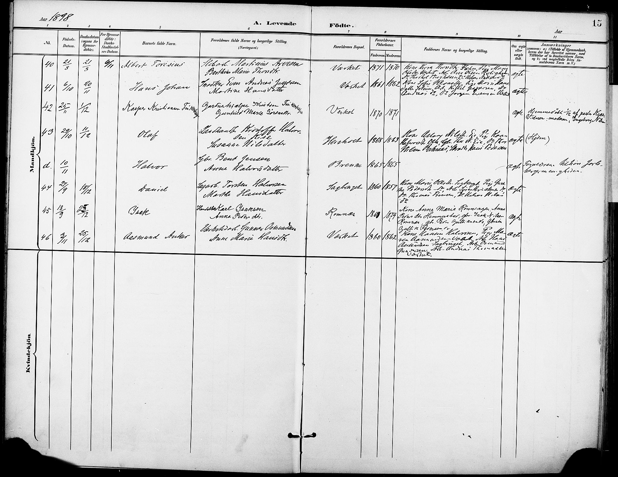 Holla kirkebøker, AV/SAKO-A-272/F/Fa/L0010: Parish register (official) no. 10, 1897-1907, p. 15