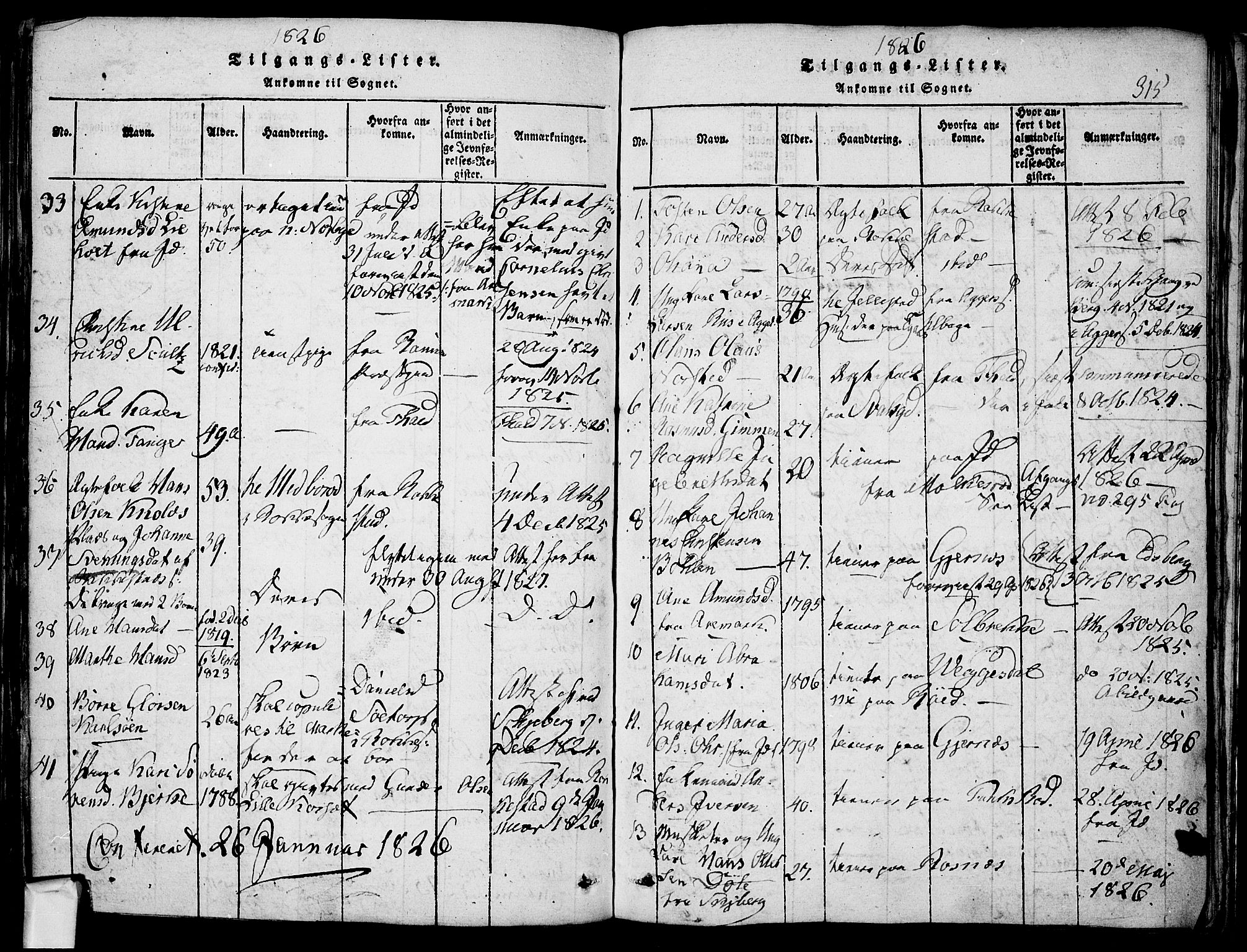 Berg prestekontor Kirkebøker, SAO/A-10902/F/Fa/L0002: Parish register (official) no. I 2, 1815-1831, p. 315