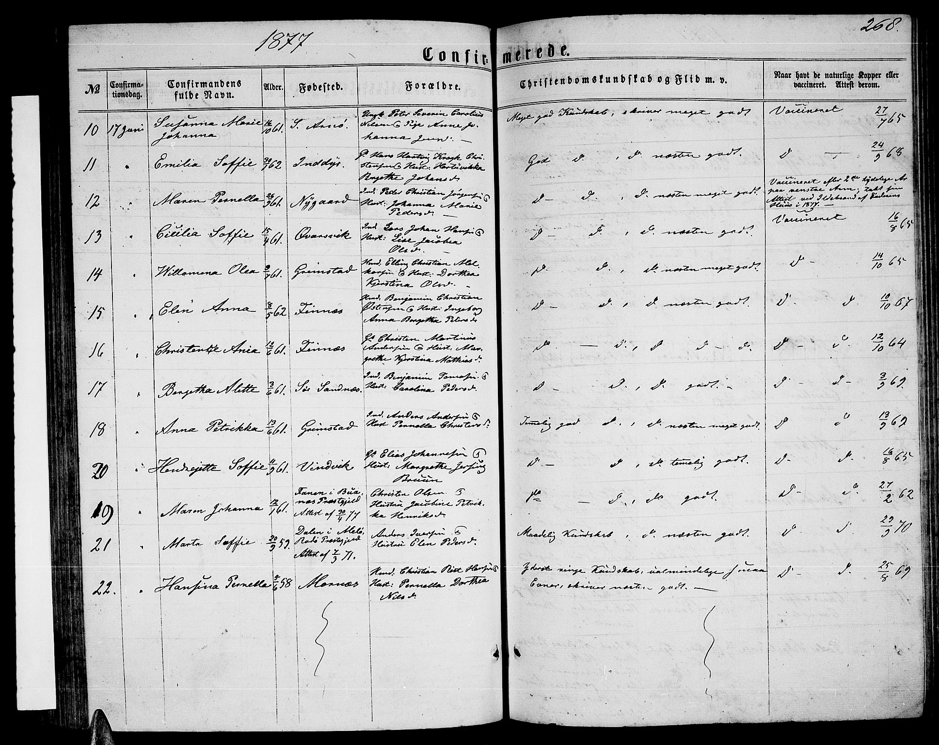 Ministerialprotokoller, klokkerbøker og fødselsregistre - Nordland, AV/SAT-A-1459/805/L0107: Parish register (copy) no. 805C03, 1862-1885, p. 268