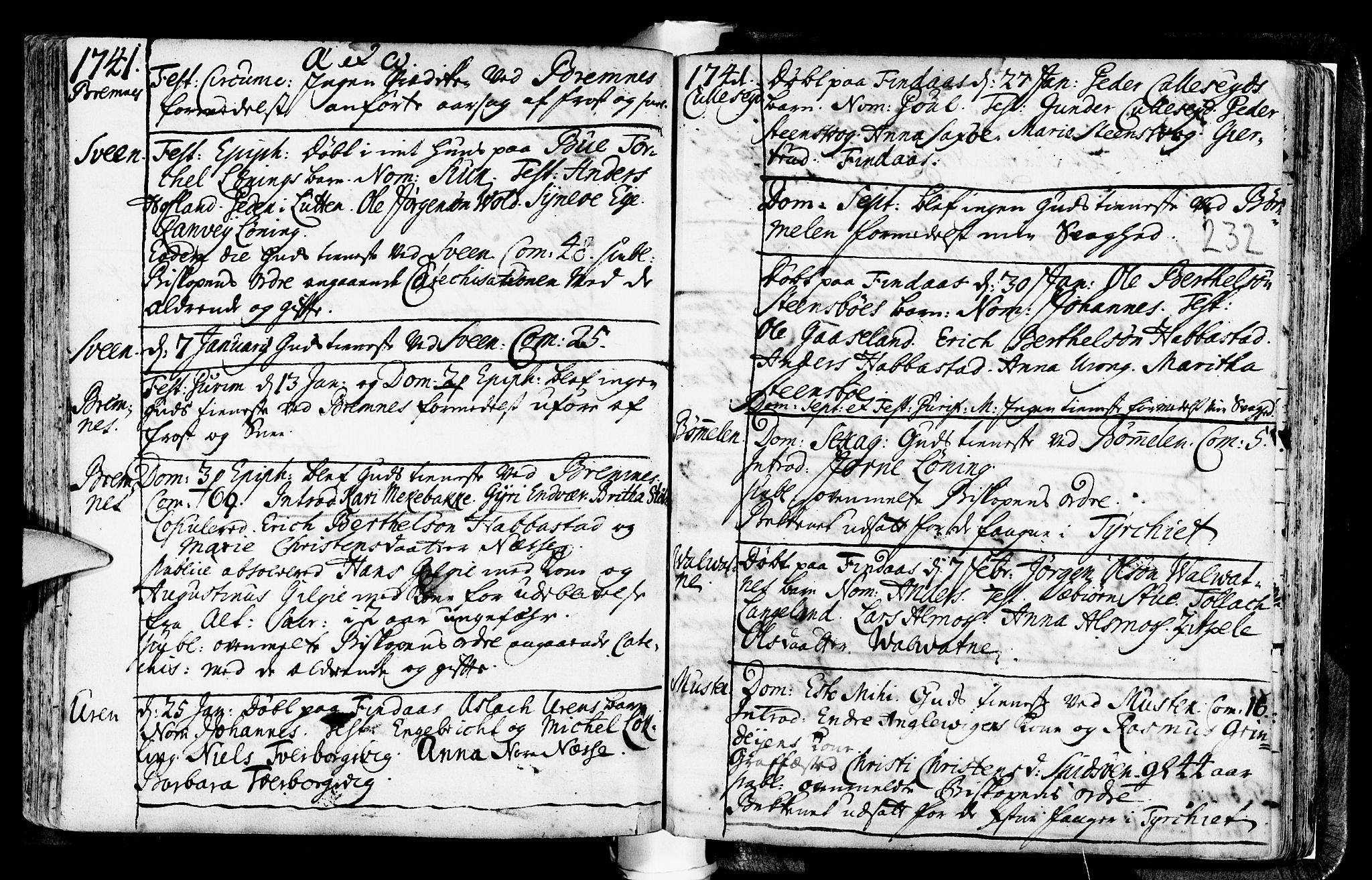 Finnås sokneprestembete, AV/SAB-A-99925/H/Ha/Haa/Haaa/L0001: Parish register (official) no. A 1, 1718-1744, p. 232