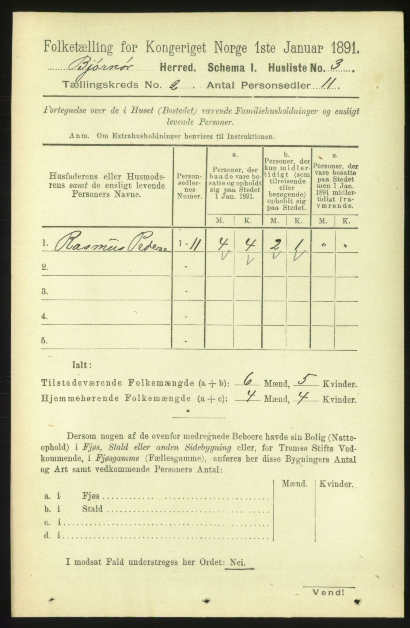 RA, 1891 census for 1632 Bjørnør, 1891, p. 557