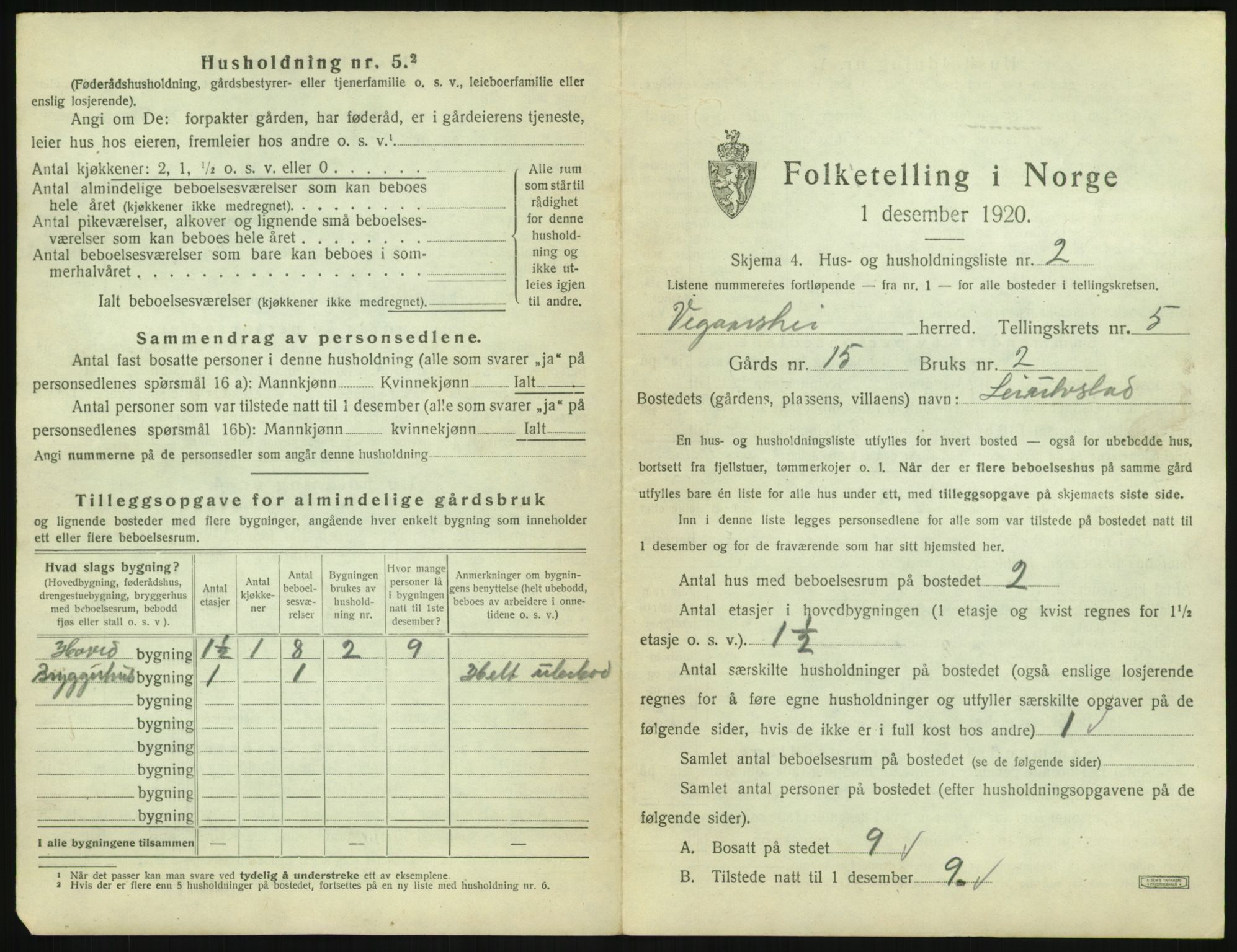 SAK, 1920 census for Vegårshei, 1920, p. 256