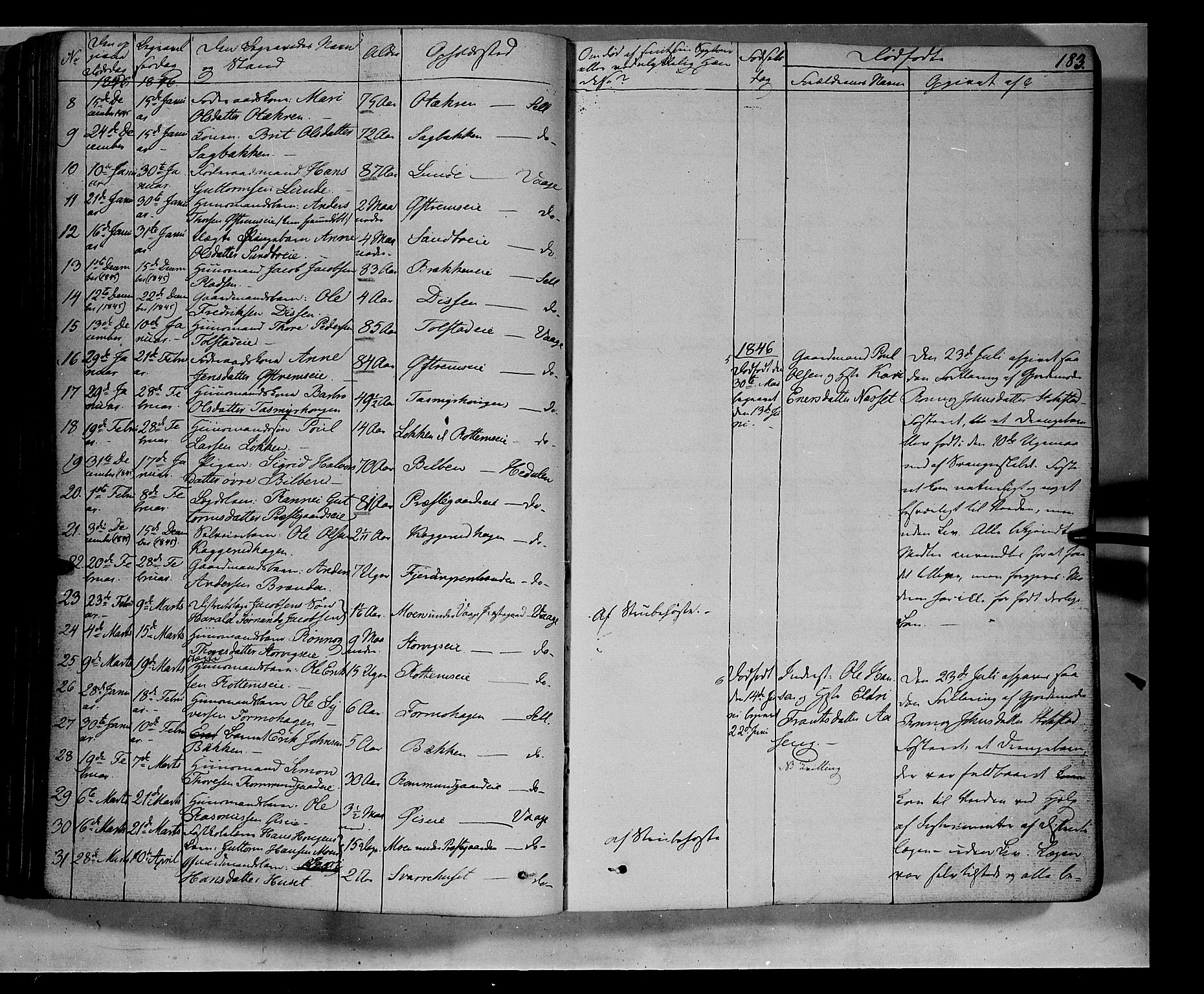 Vågå prestekontor, SAH/PREST-076/H/Ha/Haa/L0005: Parish register (official) no. 5 /1, 1842-1856, p. 183