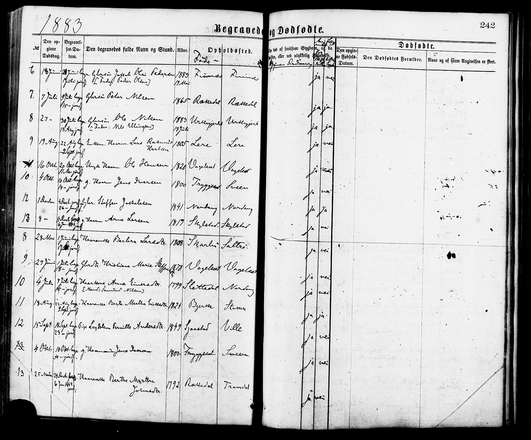 Ministerialprotokoller, klokkerbøker og fødselsregistre - Møre og Romsdal, AV/SAT-A-1454/515/L0210: Parish register (official) no. 515A06, 1868-1885, p. 242