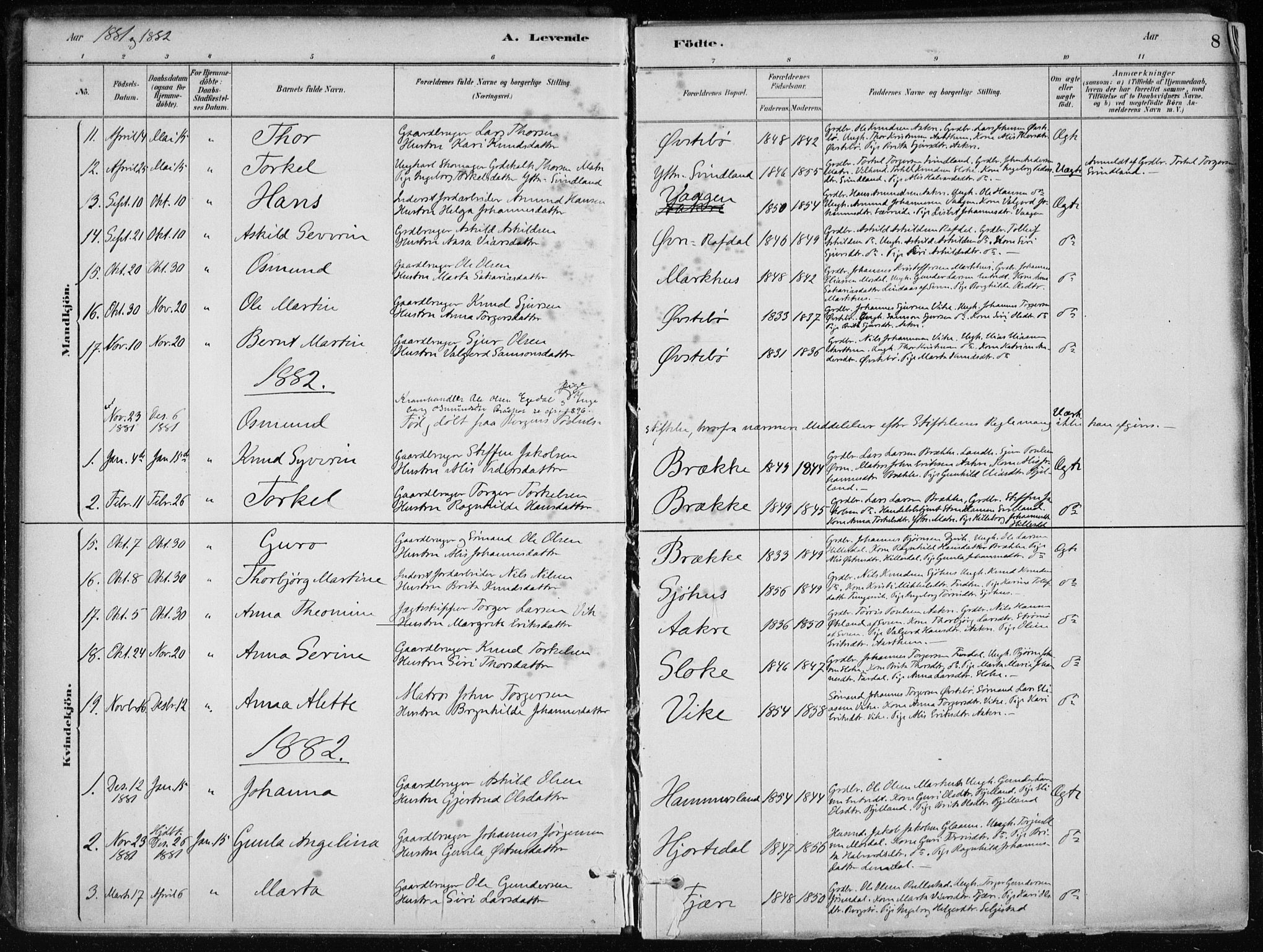 Skånevik sokneprestembete, SAB/A-77801/H/Haa: Parish register (official) no. E  1, 1879-1901, p. 8