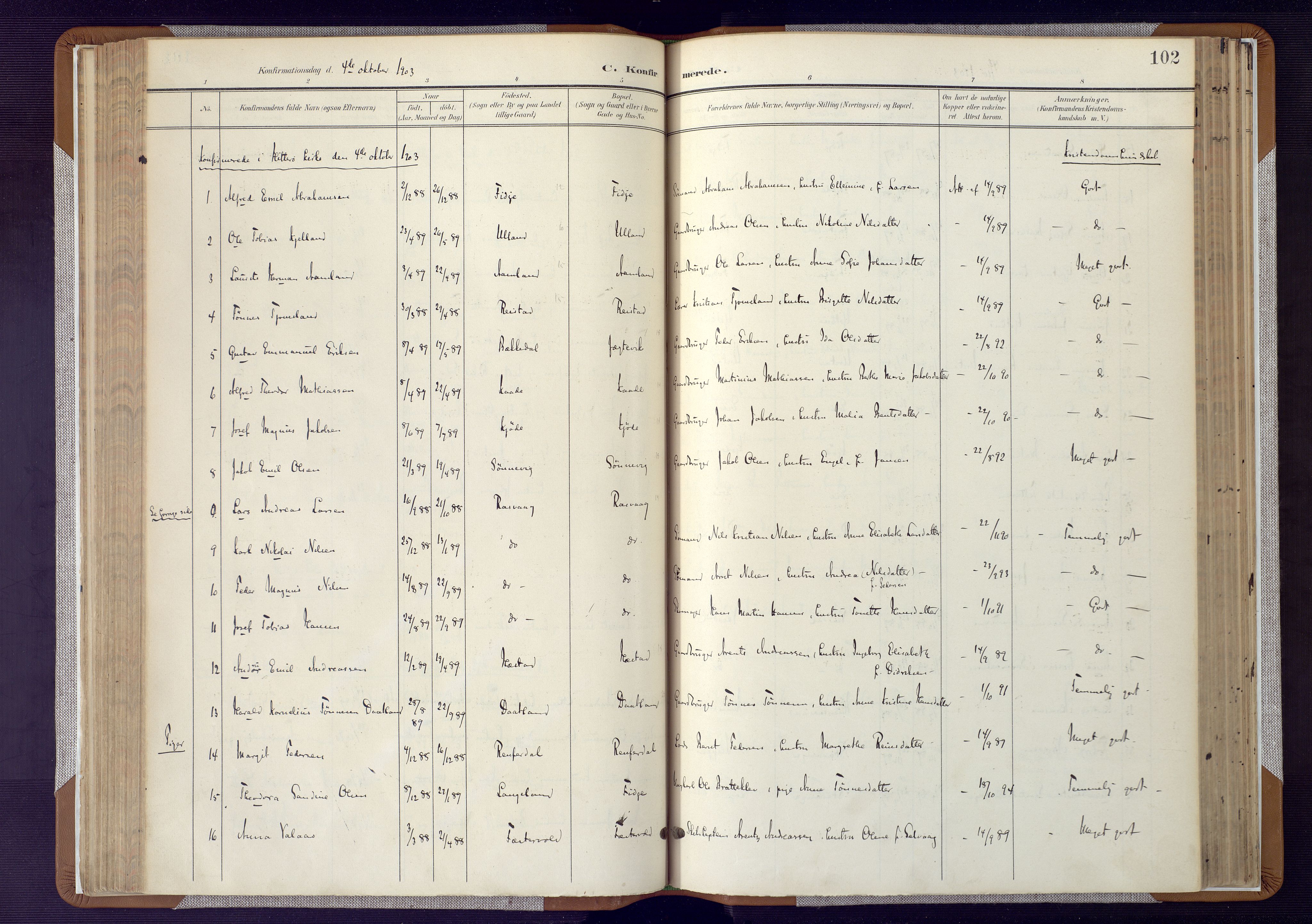 Flekkefjord sokneprestkontor, AV/SAK-1111-0012/F/Fa/Fab/L0007: Parish register (official) no. A 7, 1902-1921, p. 102