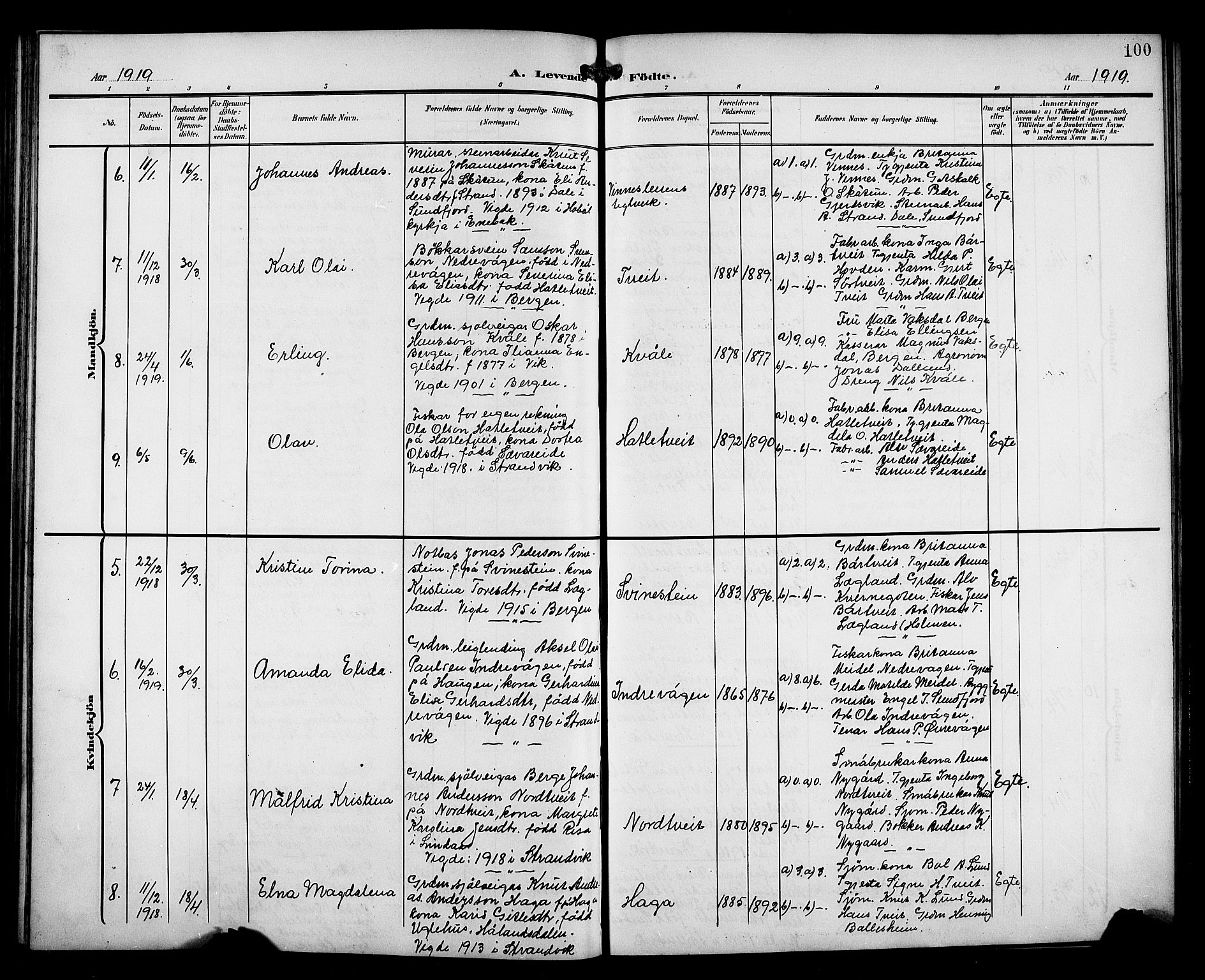 Fusa sokneprestembete, AV/SAB-A-75401/H/Hab: Parish register (copy) no. C 3, 1903-1920, p. 100