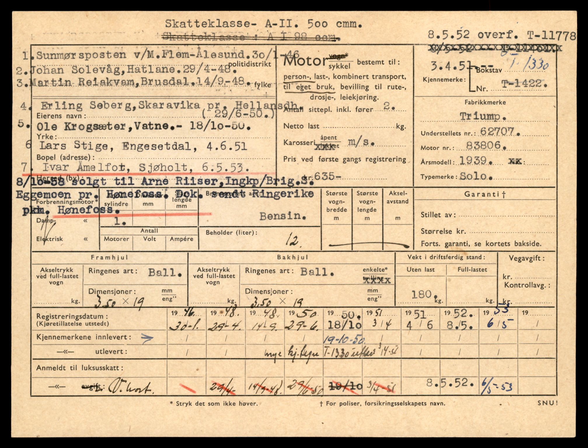 Møre og Romsdal vegkontor - Ålesund trafikkstasjon, SAT/A-4099/F/Fe/L0030: Registreringskort for kjøretøy T 11620 - T 11799, 1927-1998, p. 2239