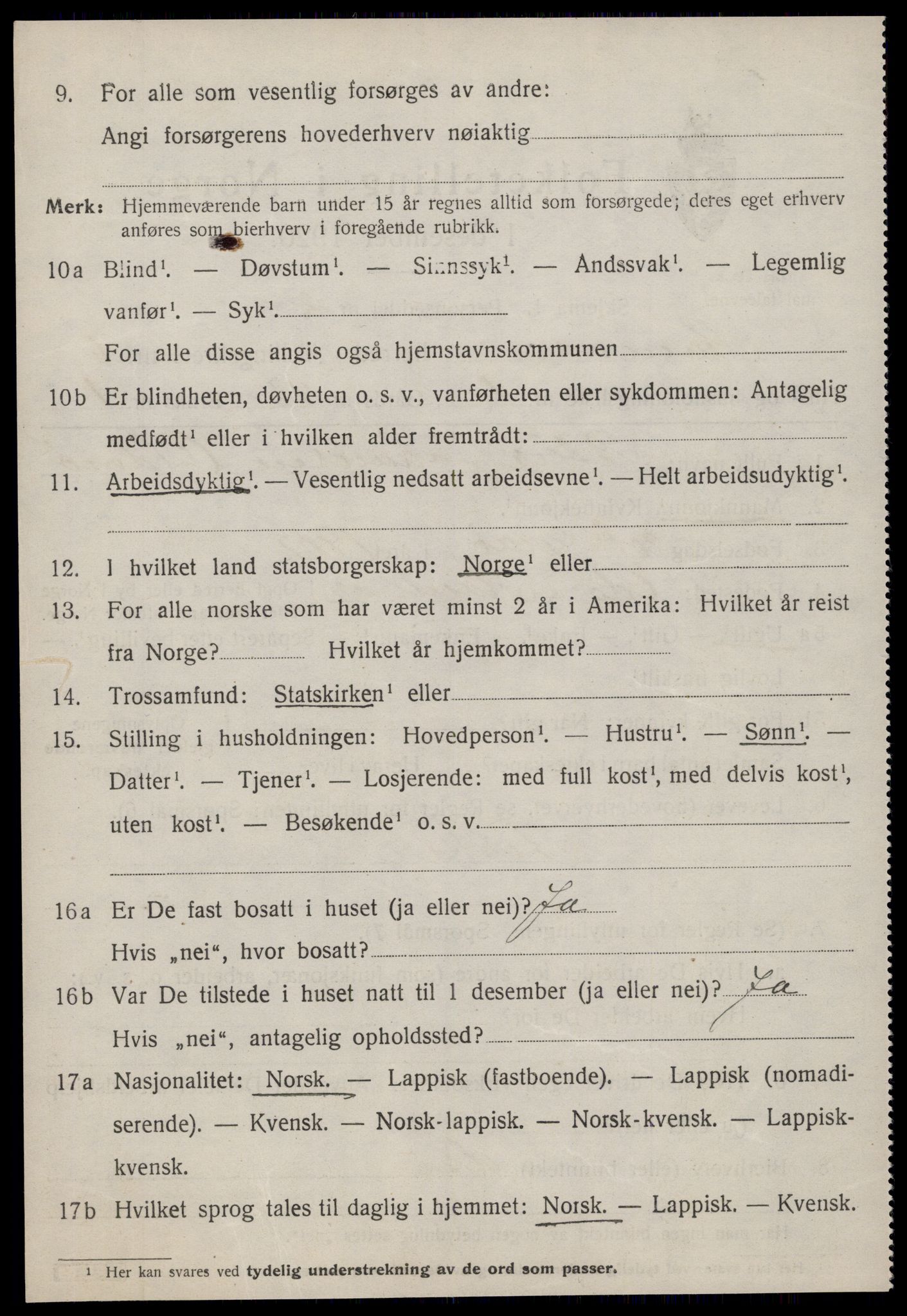 SAT, 1920 census for Kvenvær, 1920, p. 2107