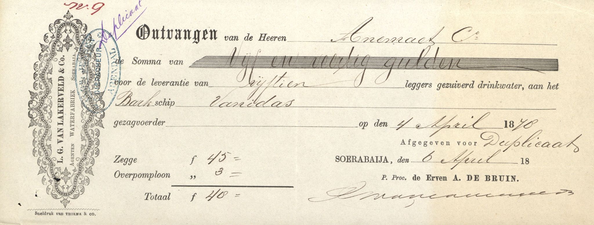 Pa 63 - Østlandske skibsassuranceforening, VEMU/A-1079/G/Ga/L0010/0005: Havaridokumenter / Vanadis, 1878