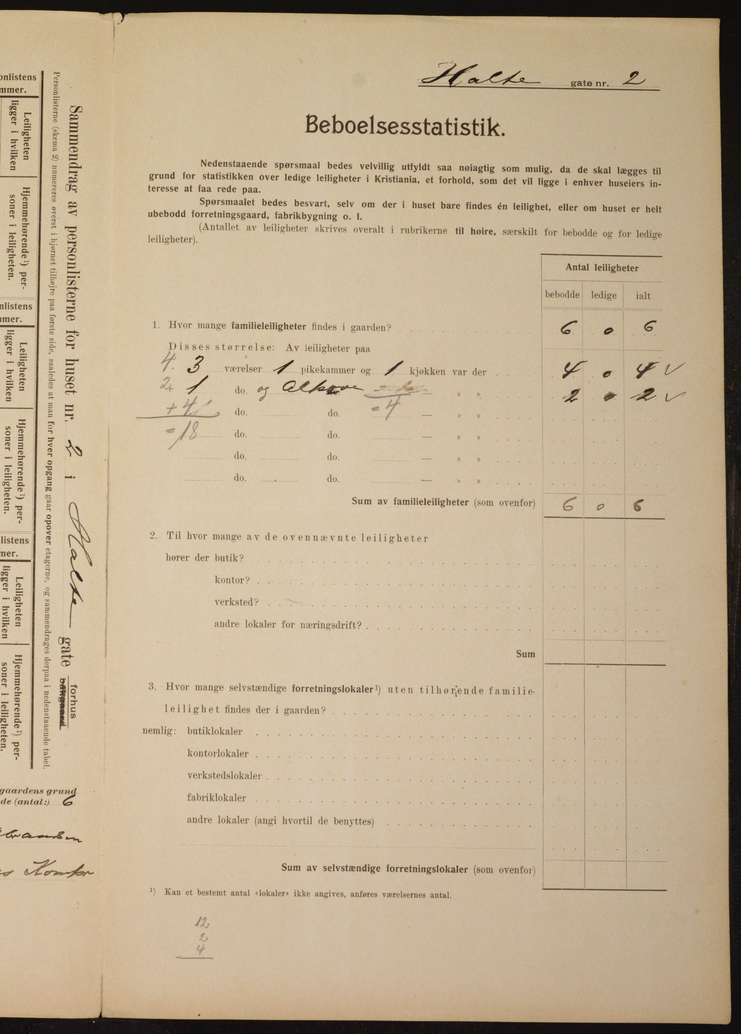 OBA, Municipal Census 1910 for Kristiania, 1910, p. 40343