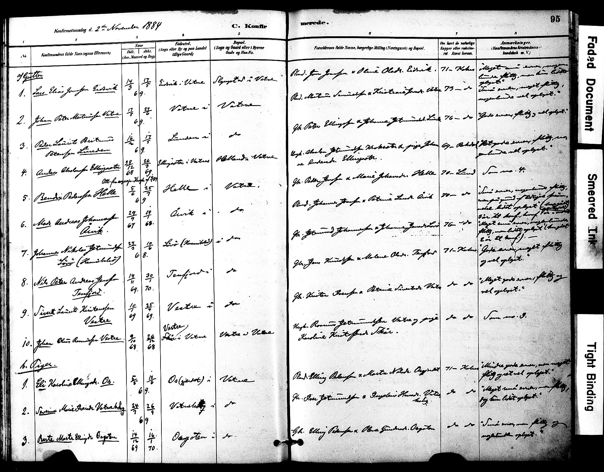 Ministerialprotokoller, klokkerbøker og fødselsregistre - Møre og Romsdal, SAT/A-1454/525/L0374: Parish register (official) no. 525A04, 1880-1899, p. 95