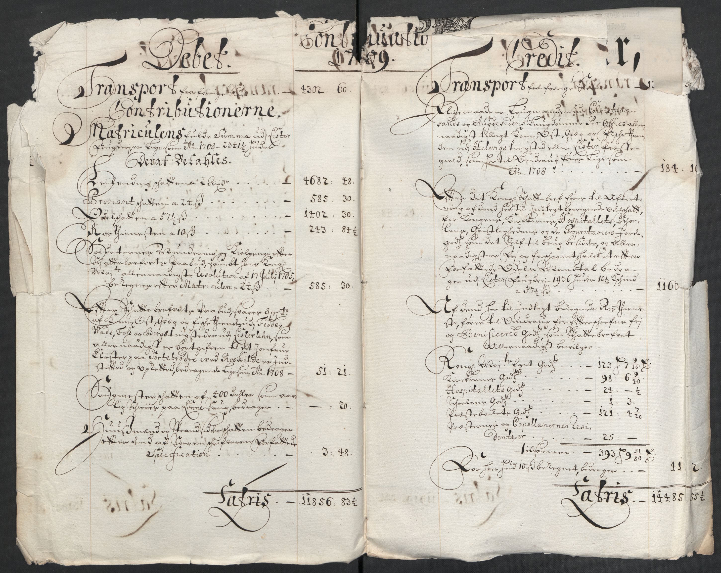 Rentekammeret inntil 1814, Reviderte regnskaper, Fogderegnskap, AV/RA-EA-4092/R43/L2552: Fogderegnskap Lista og Mandal, 1705-1709, p. 208