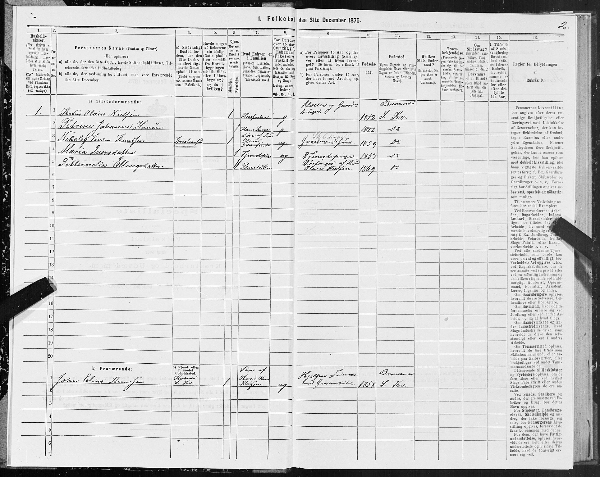 SAT, 1875 census for 1553P Kvernes, 1875, p. 5002